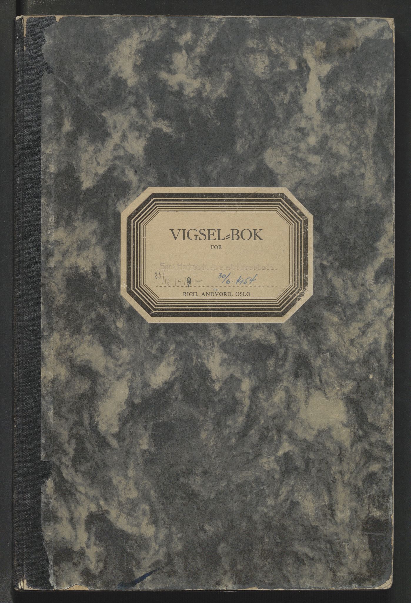 Sør-Hedmark sorenskriveri, AV/SAH-TING-014/L/Le/L0002/0003: Vigselsbøker / Vigselbok, 1949-1954
