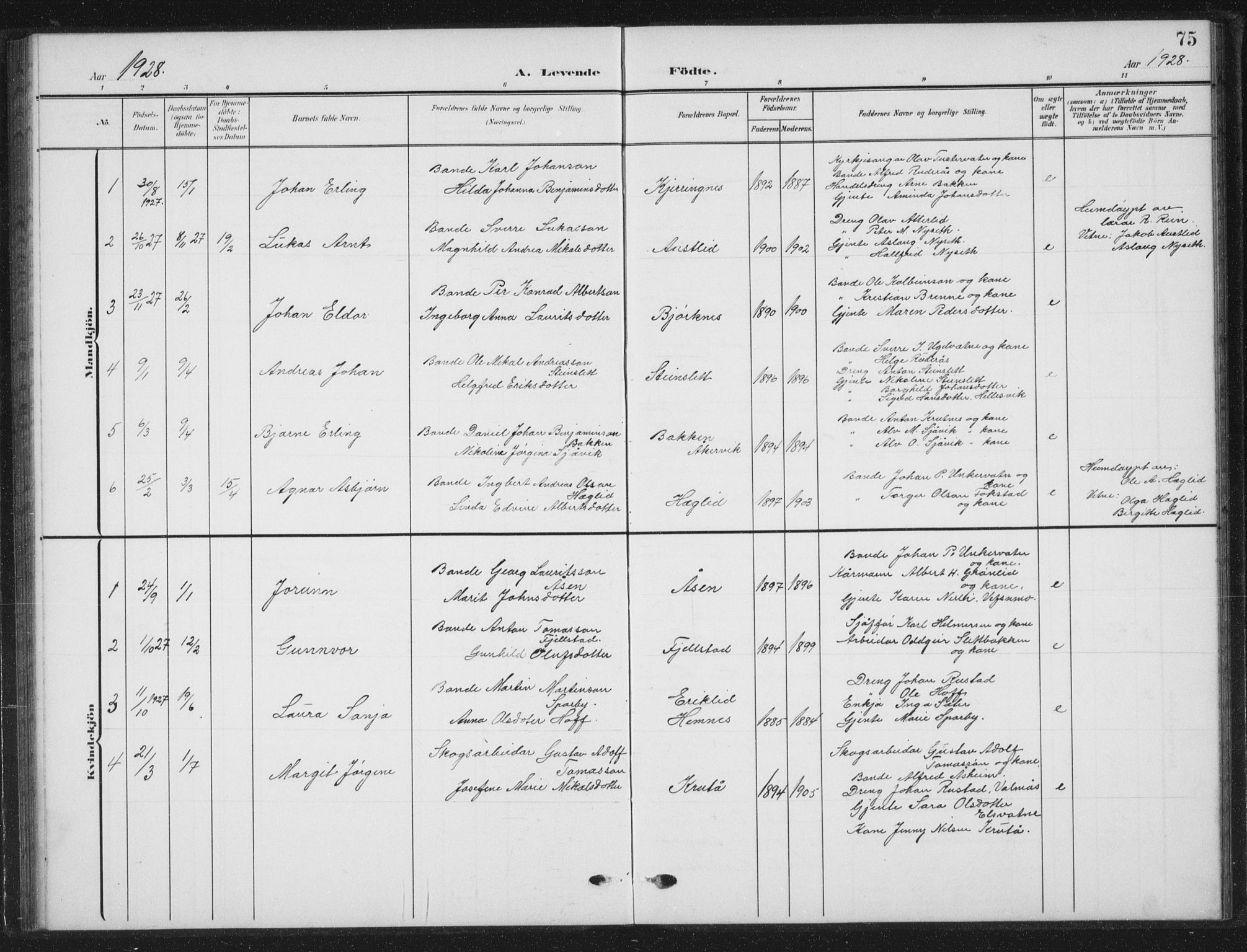 Ministerialprotokoller, klokkerbøker og fødselsregistre - Nordland, AV/SAT-A-1459/823/L0331: Parish register (copy) no. 823C03, 1905-1934, p. 75