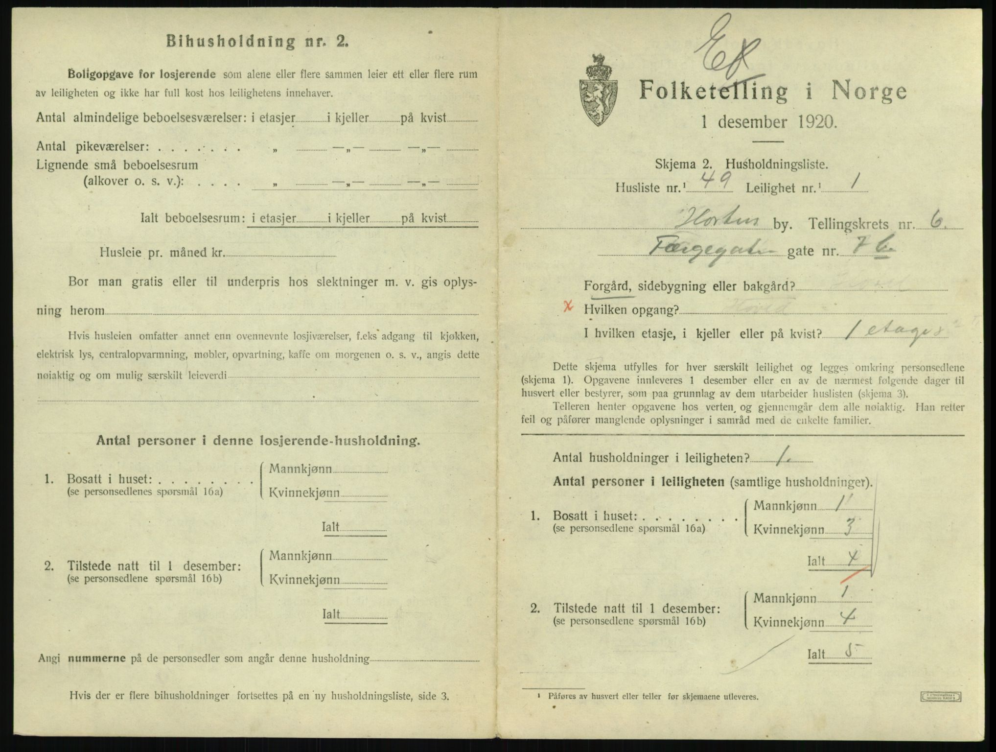 SAKO, 1920 census for Horten, 1920, p. 6543