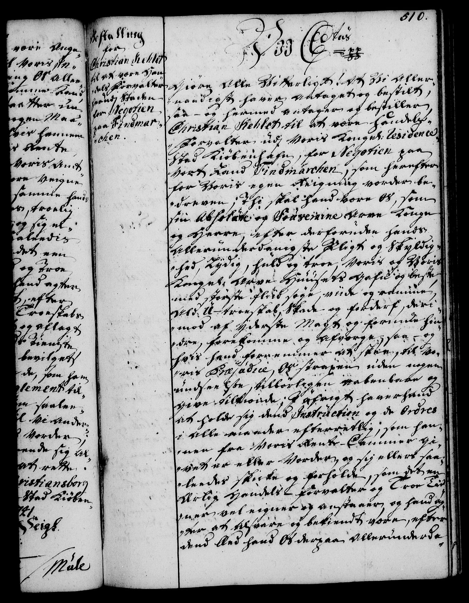 Rentekammeret, Kammerkanselliet, RA/EA-3111/G/Gg/Gge/L0002: Norsk bestallingsprotokoll med register (merket RK 53.26), 1730-1744, p. 510