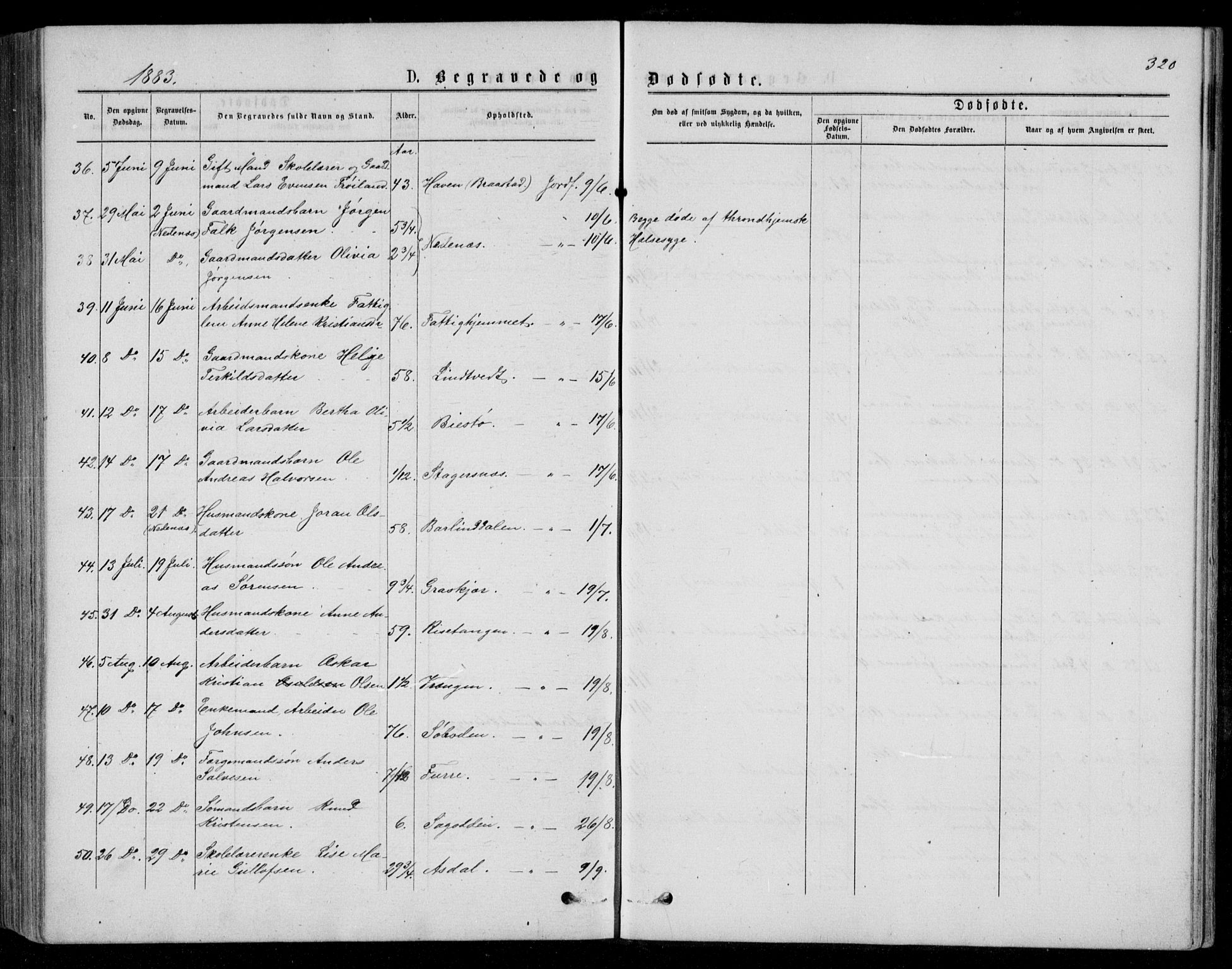 Øyestad sokneprestkontor, AV/SAK-1111-0049/F/Fb/L0008: Parish register (copy) no. B 8, 1872-1886, p. 320