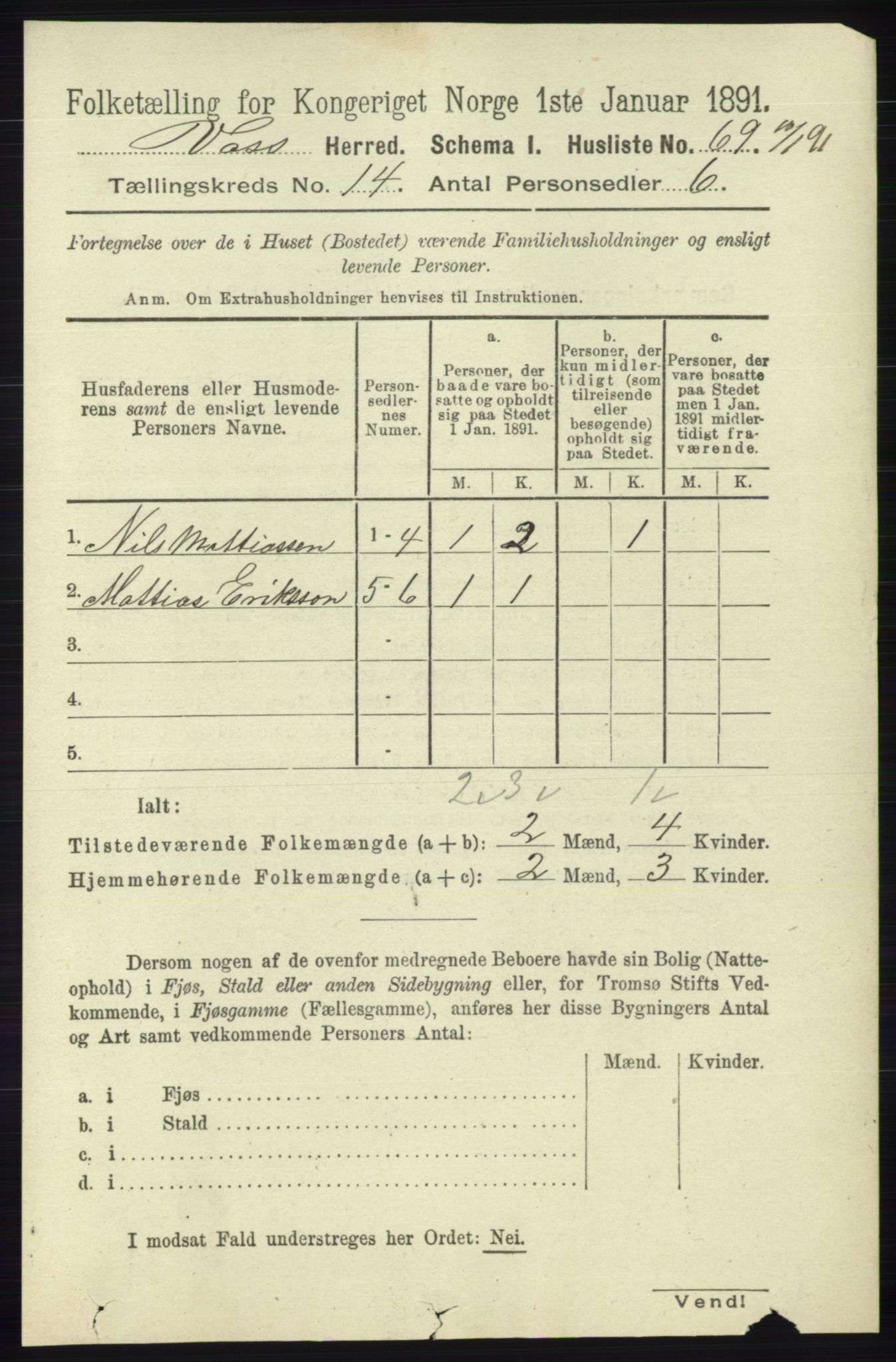 RA, 1891 census for 1235 Voss, 1891, p. 7251