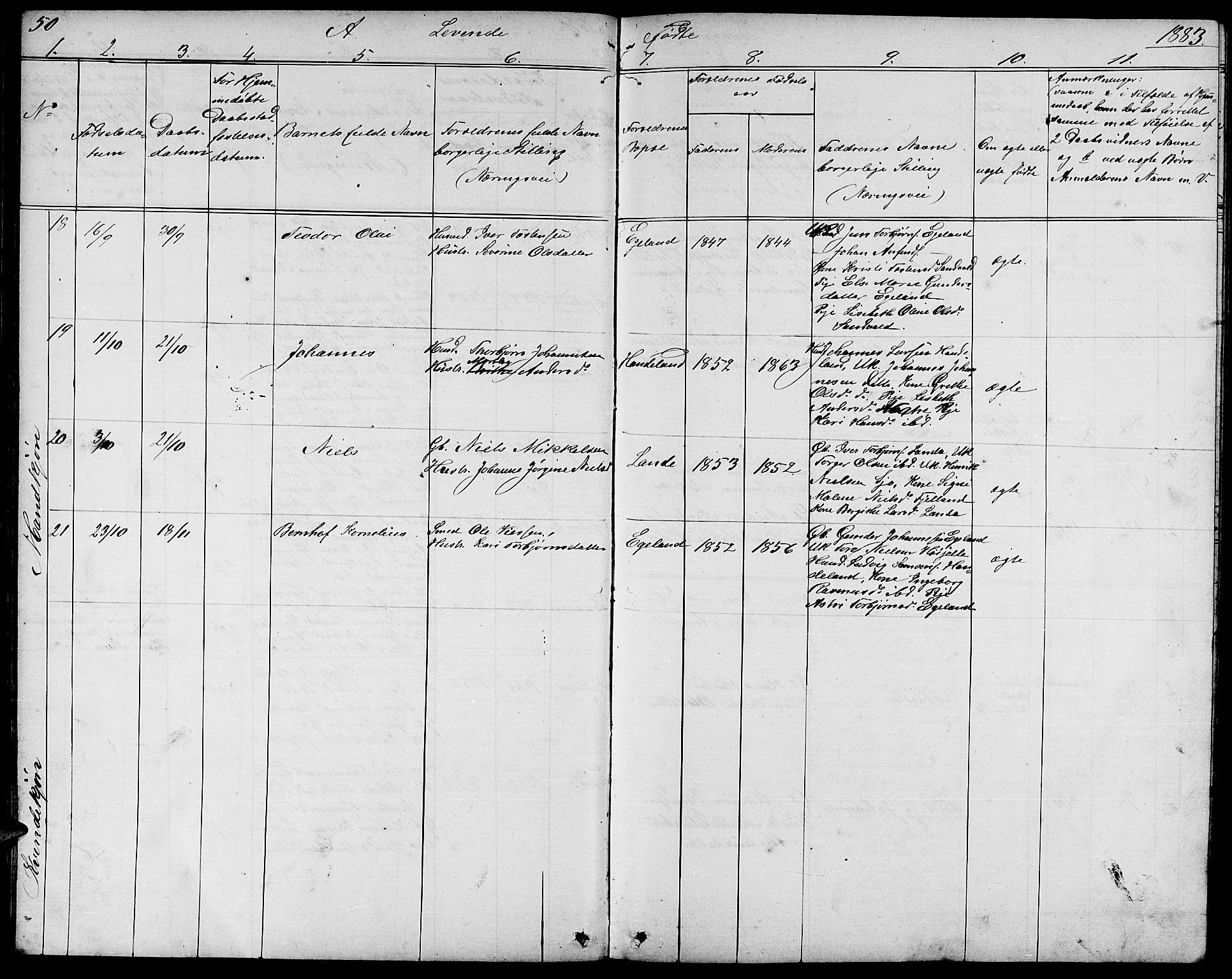 Fjelberg sokneprestembete, SAB/A-75201/H/Hab: Parish register (copy) no. B 3, 1868-1888, p. 50