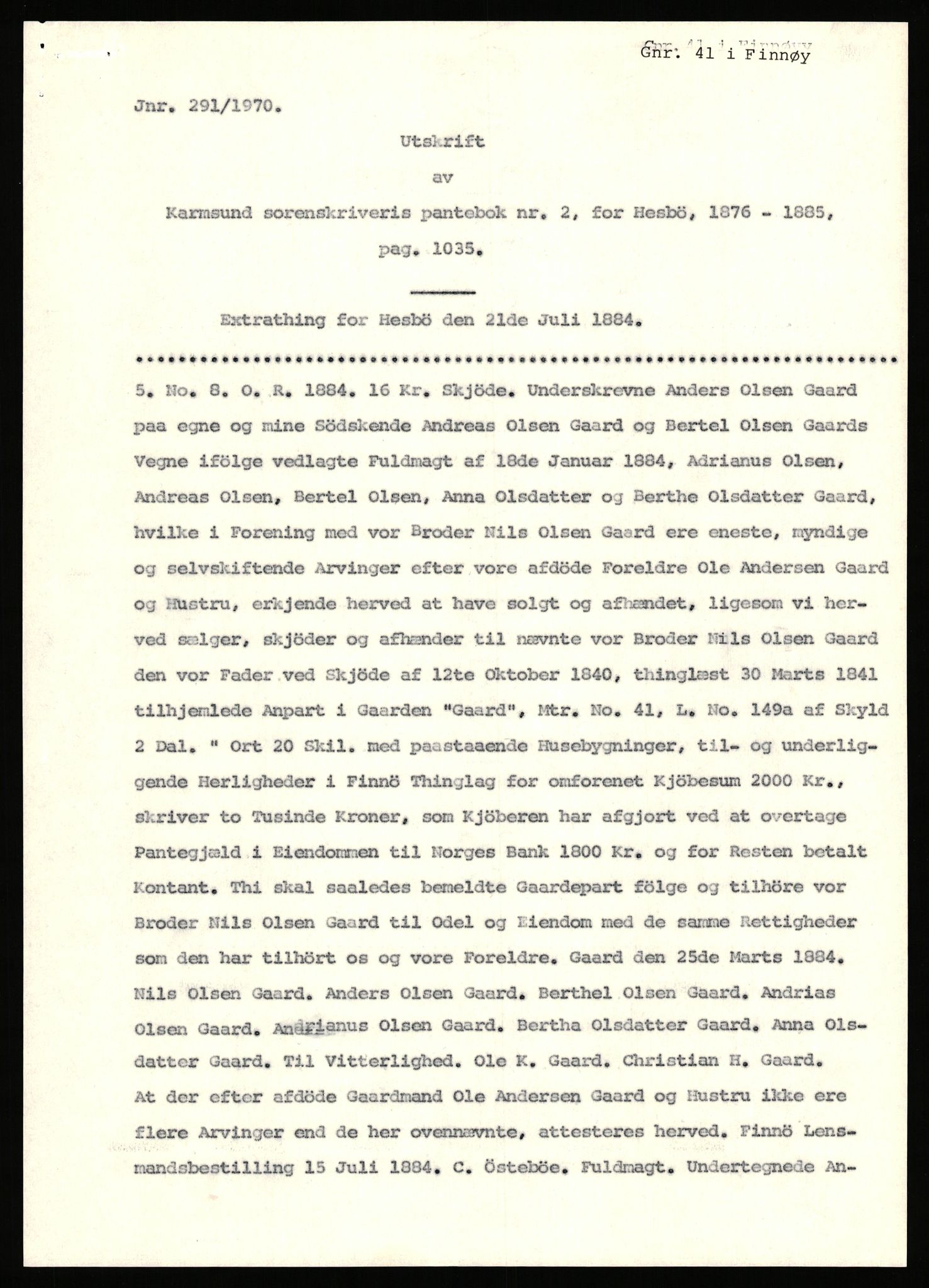 Statsarkivet i Stavanger, AV/SAST-A-101971/03/Y/Yj/L0024: Avskrifter sortert etter gårdsnavn: Fæøen - Garborg, 1750-1930, p. 619