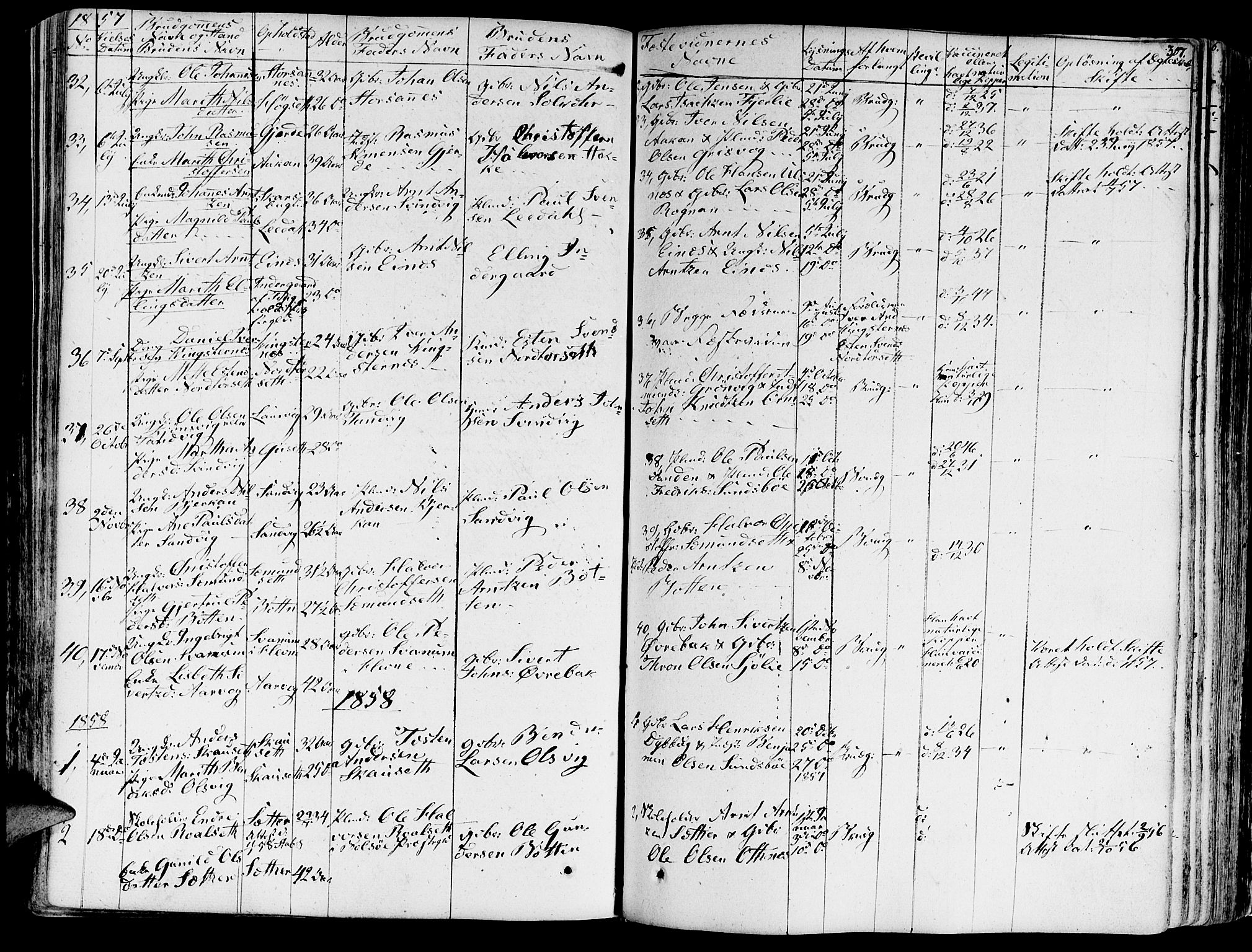 Ministerialprotokoller, klokkerbøker og fødselsregistre - Møre og Romsdal, SAT/A-1454/578/L0904: Parish register (official) no. 578A03, 1836-1858, p. 307