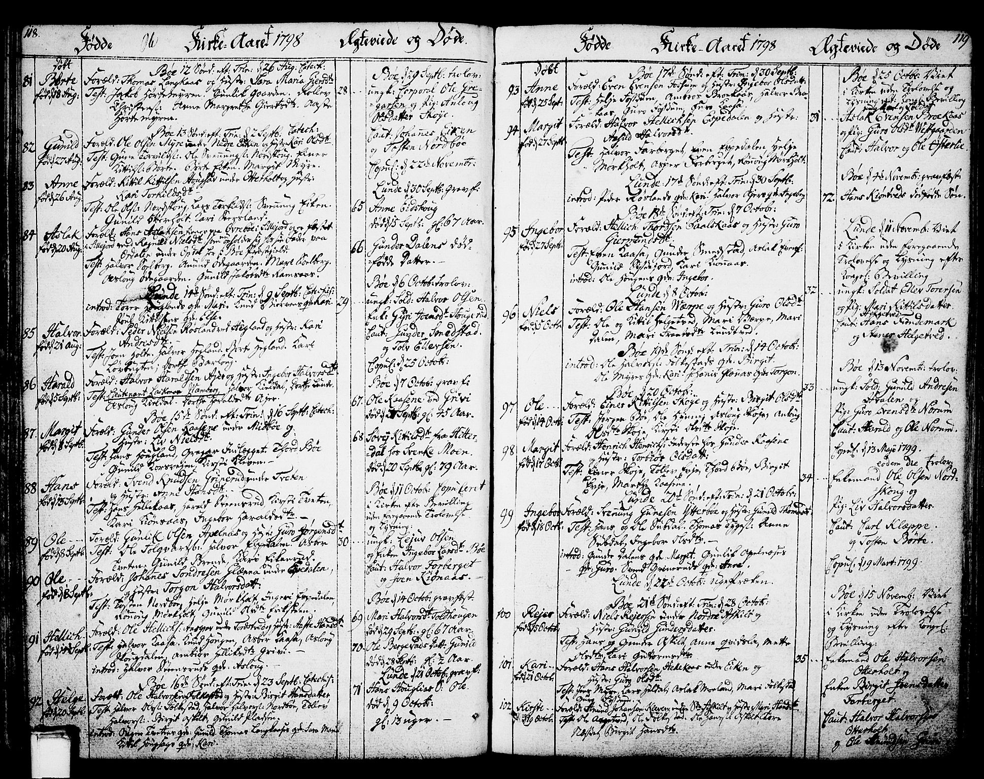 Bø kirkebøker, SAKO/A-257/F/Fa/L0005: Parish register (official) no. 5, 1785-1815, p. 118-119