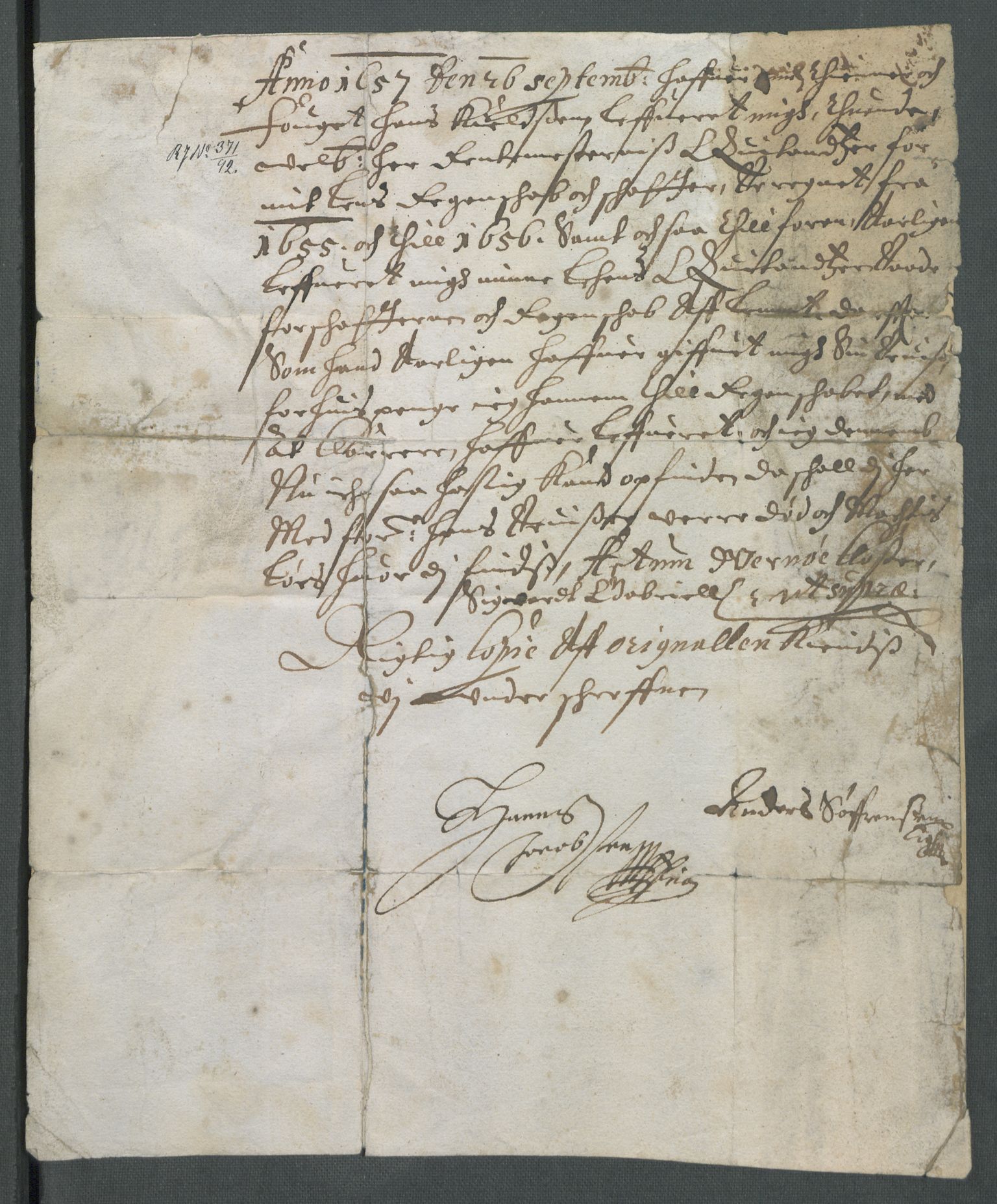 Riksarkivets diplomsamling, AV/RA-EA-5965/F02/L0167: Dokumenter, 1657, p. 105