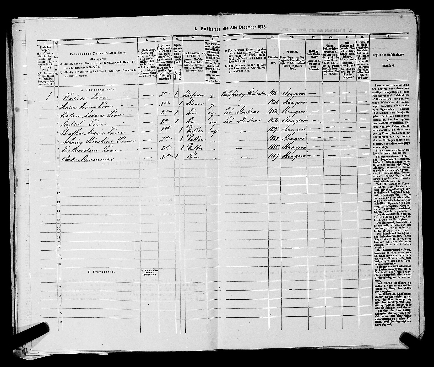 SAKO, 1875 census for 0801P Kragerø, 1875, p. 583