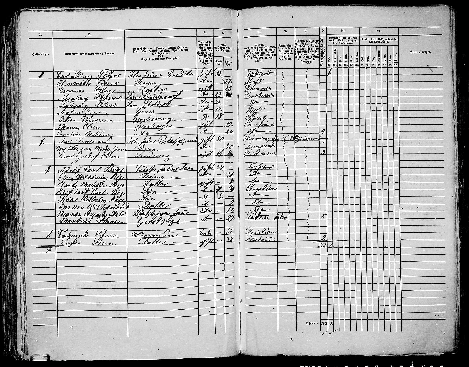 RA, 1865 census for Kristiania, 1865, p. 308