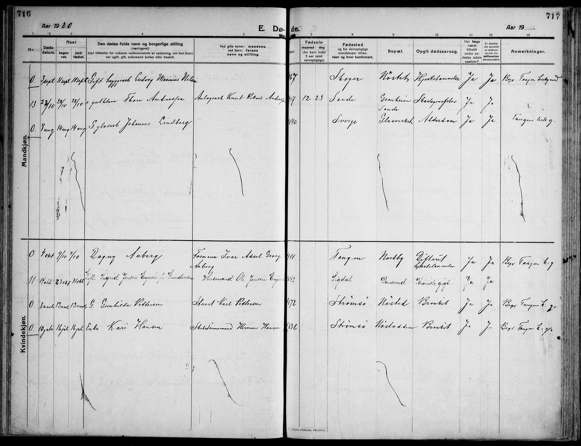 Skoger kirkebøker, AV/SAKO-A-59/F/Fa/L0007: Parish register (official) no. I 7, 1911-1936, p. 716-717