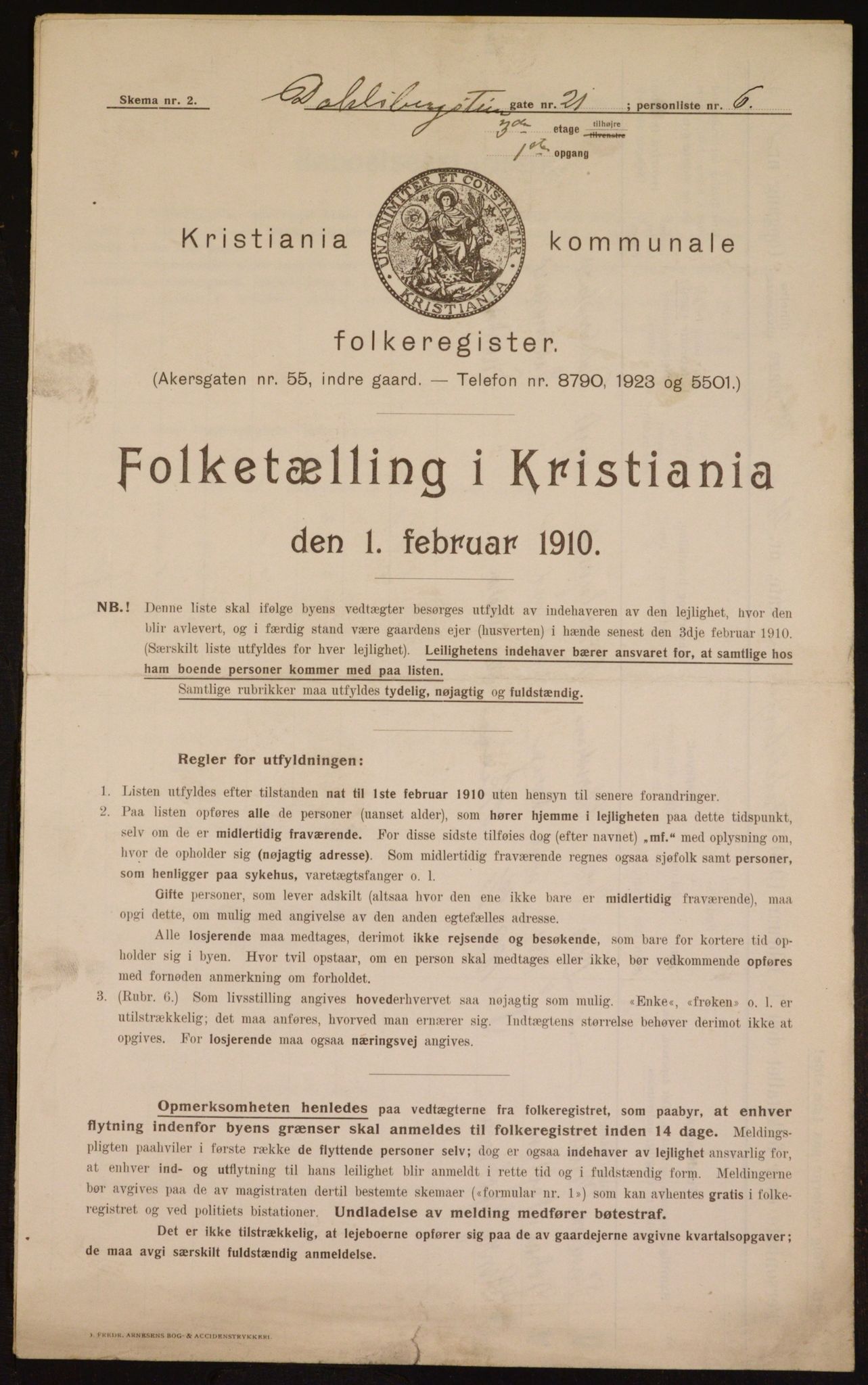 OBA, Municipal Census 1910 for Kristiania, 1910, p. 13758