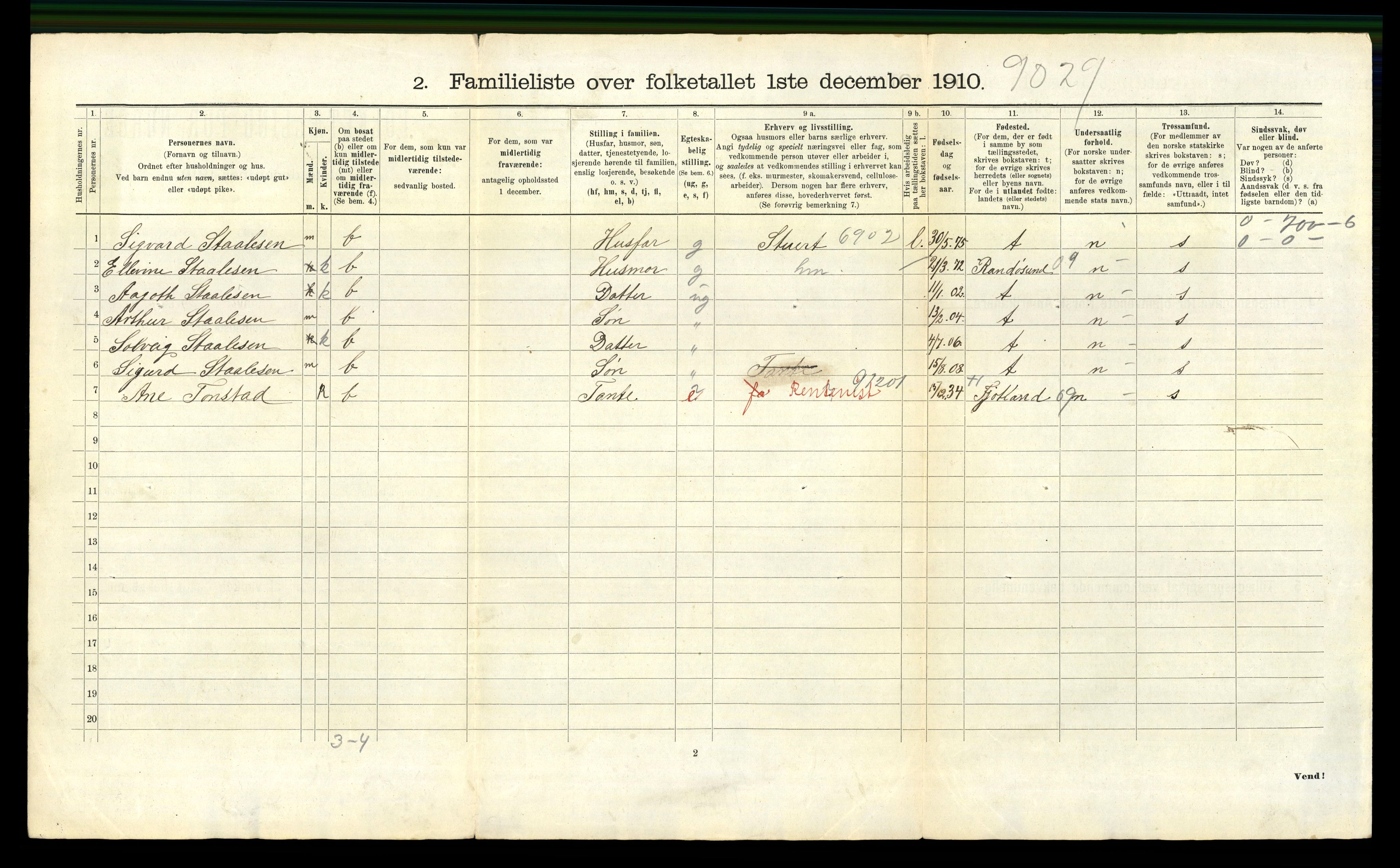 RA, 1910 census for Kristiansand, 1910, p. 6139