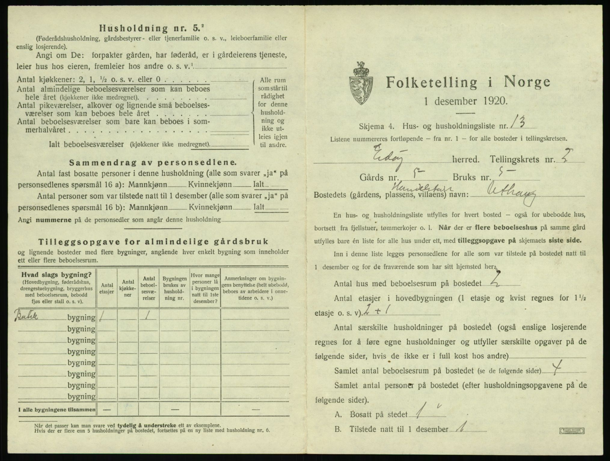 SAT, 1920 census for Edøy, 1920, p. 118