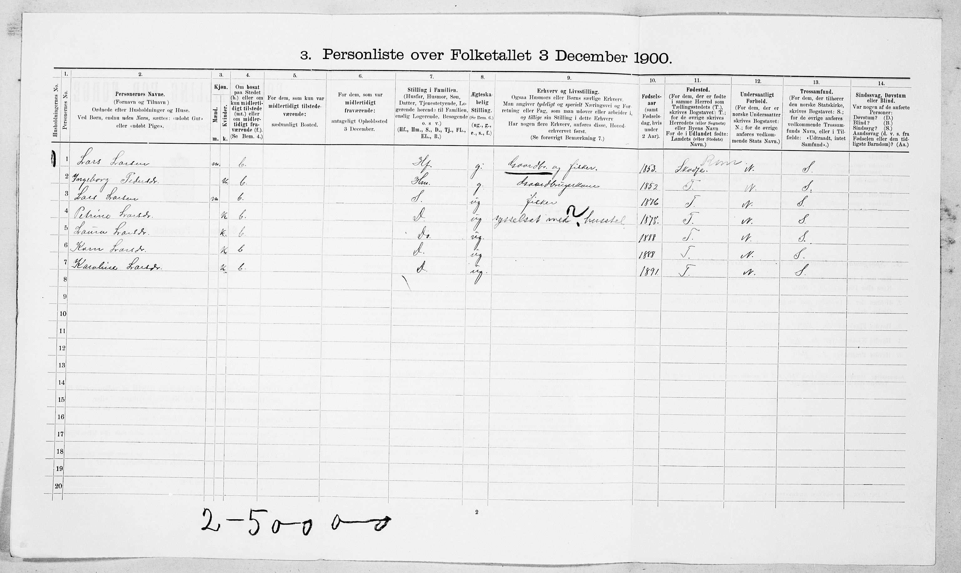 SAT, 1900 census for Borgund, 1900, p. 822