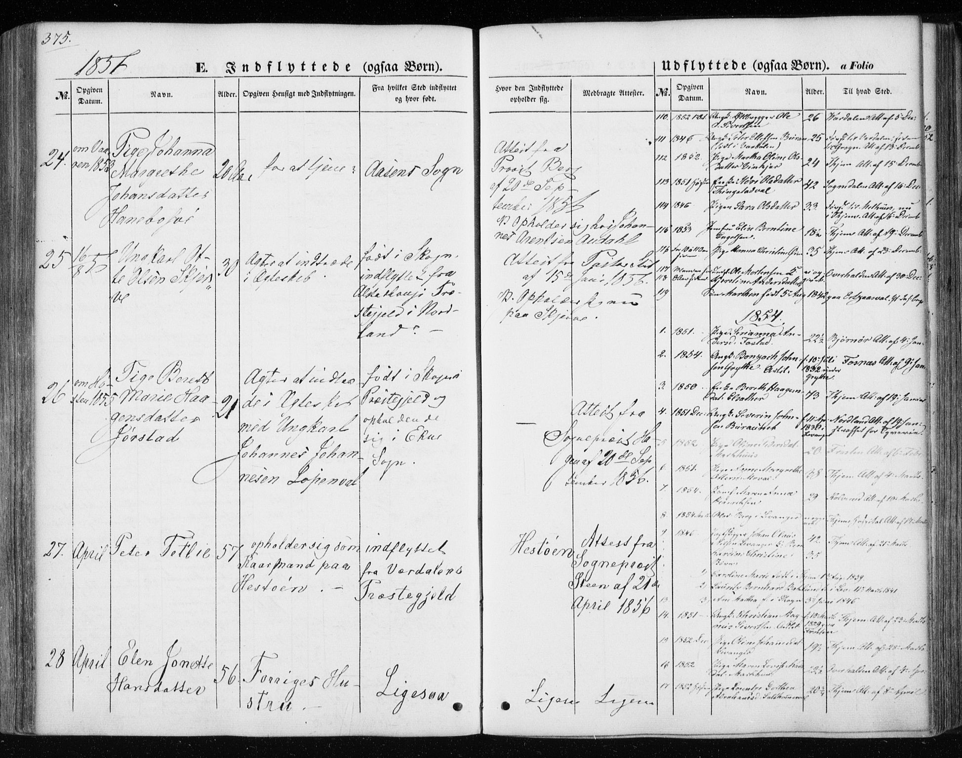 Ministerialprotokoller, klokkerbøker og fødselsregistre - Nord-Trøndelag, SAT/A-1458/717/L0154: Parish register (official) no. 717A07 /1, 1850-1862, p. 375