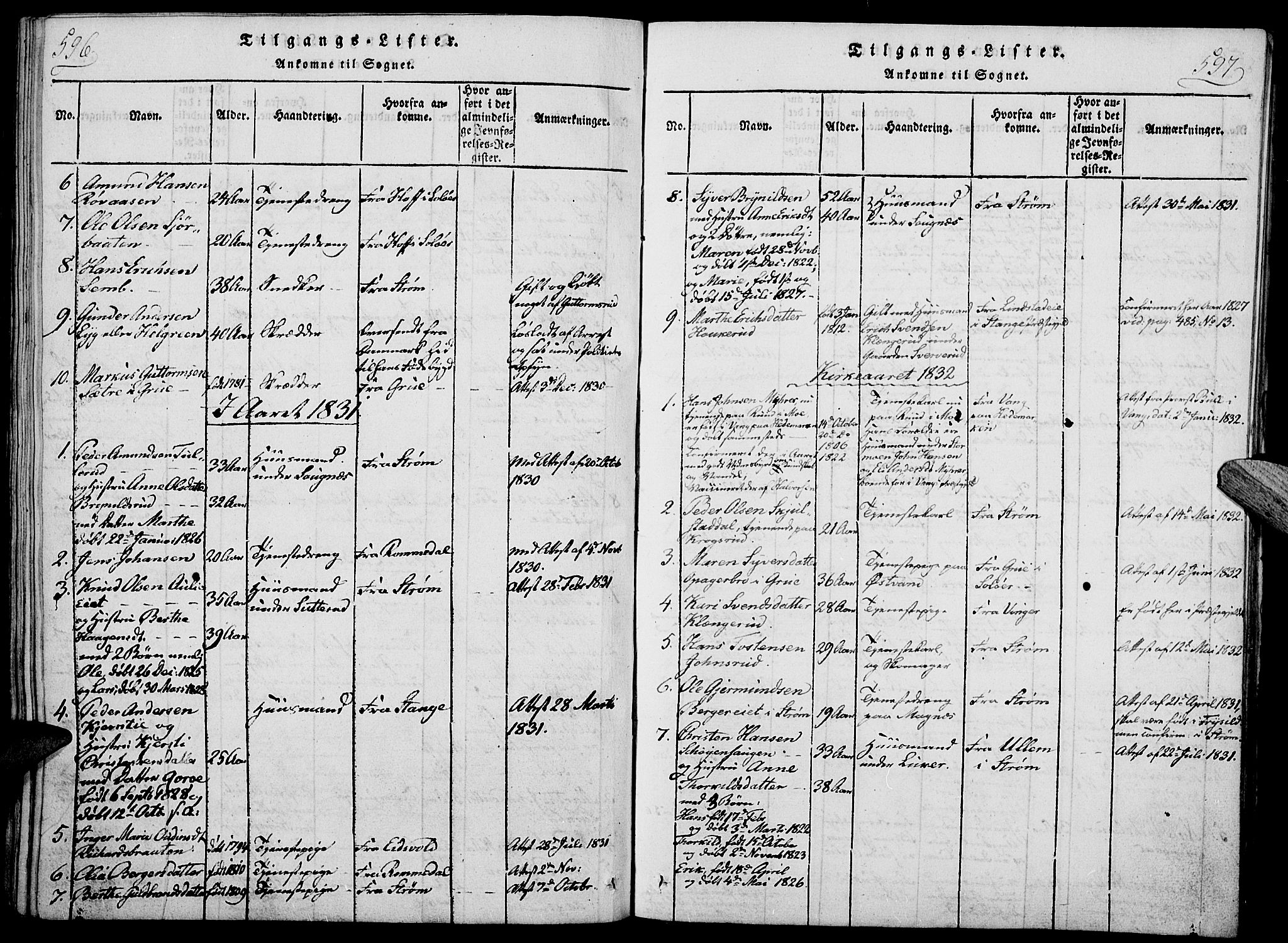 Nord-Odal prestekontor, AV/SAH-PREST-032/H/Ha/Haa/L0001: Parish register (official) no. 1, 1819-1838, p. 596-597