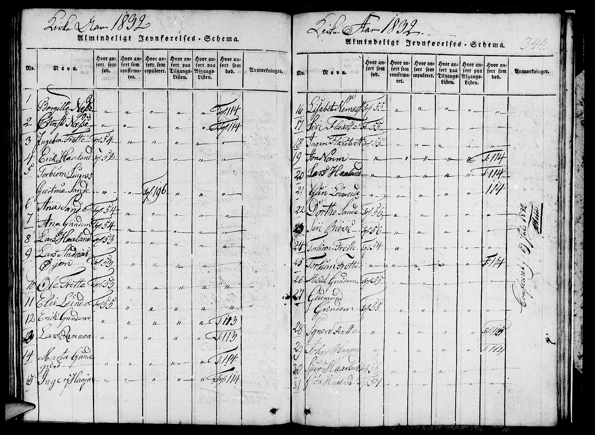 Etne sokneprestembete, SAB/A-75001/H/Hab: Parish register (copy) no. C 1, 1816-1841, p. 345