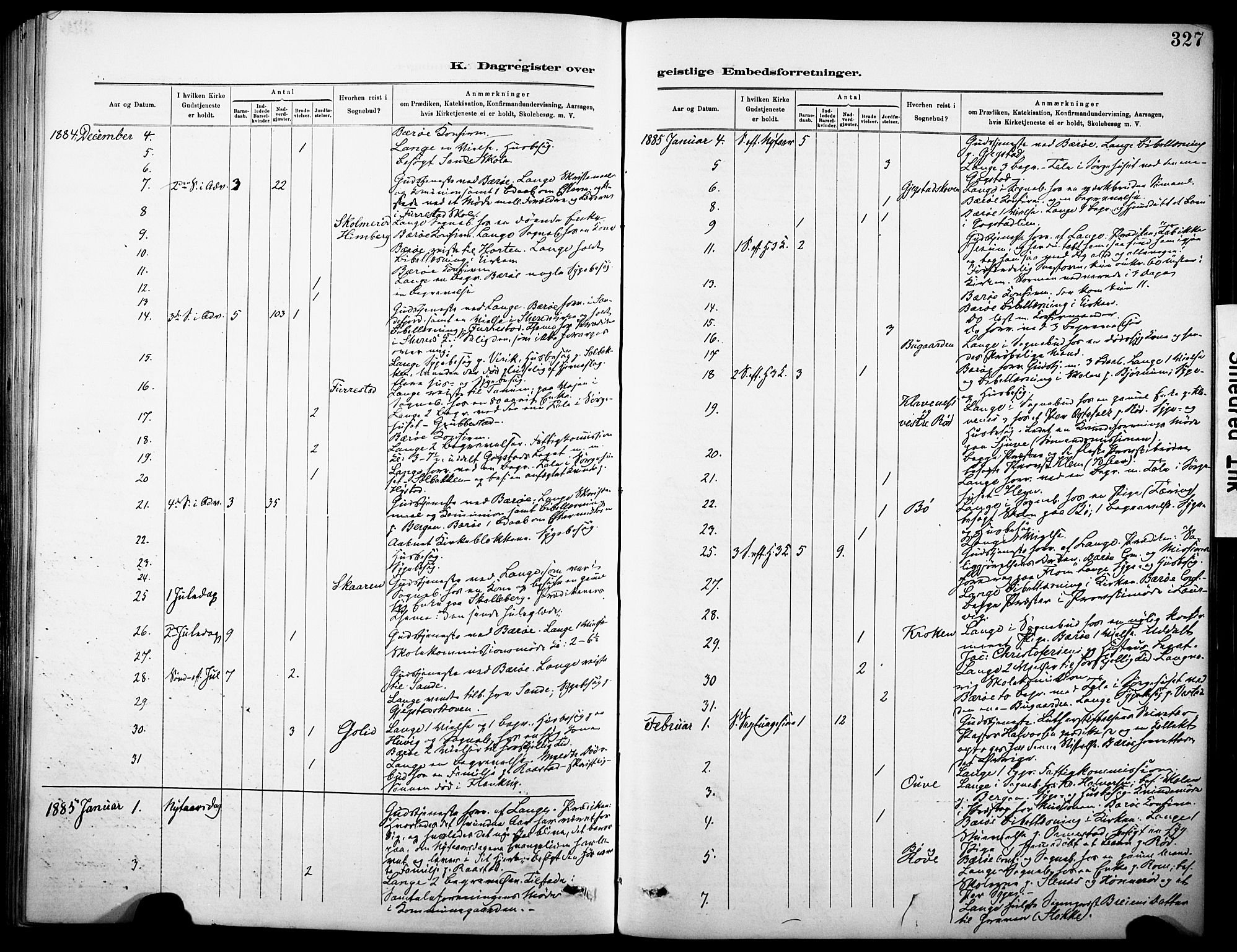 Sandar kirkebøker, SAKO/A-243/F/Fa/L0013: Parish register (official) no. 13, 1883-1895, p. 327