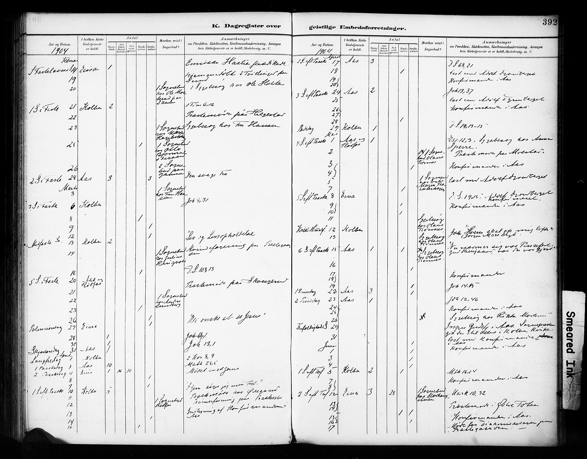 Vestre Toten prestekontor, SAH/PREST-108/H/Ha/Haa/L0011: Parish register (official) no. 11, 1895-1906, p. 392