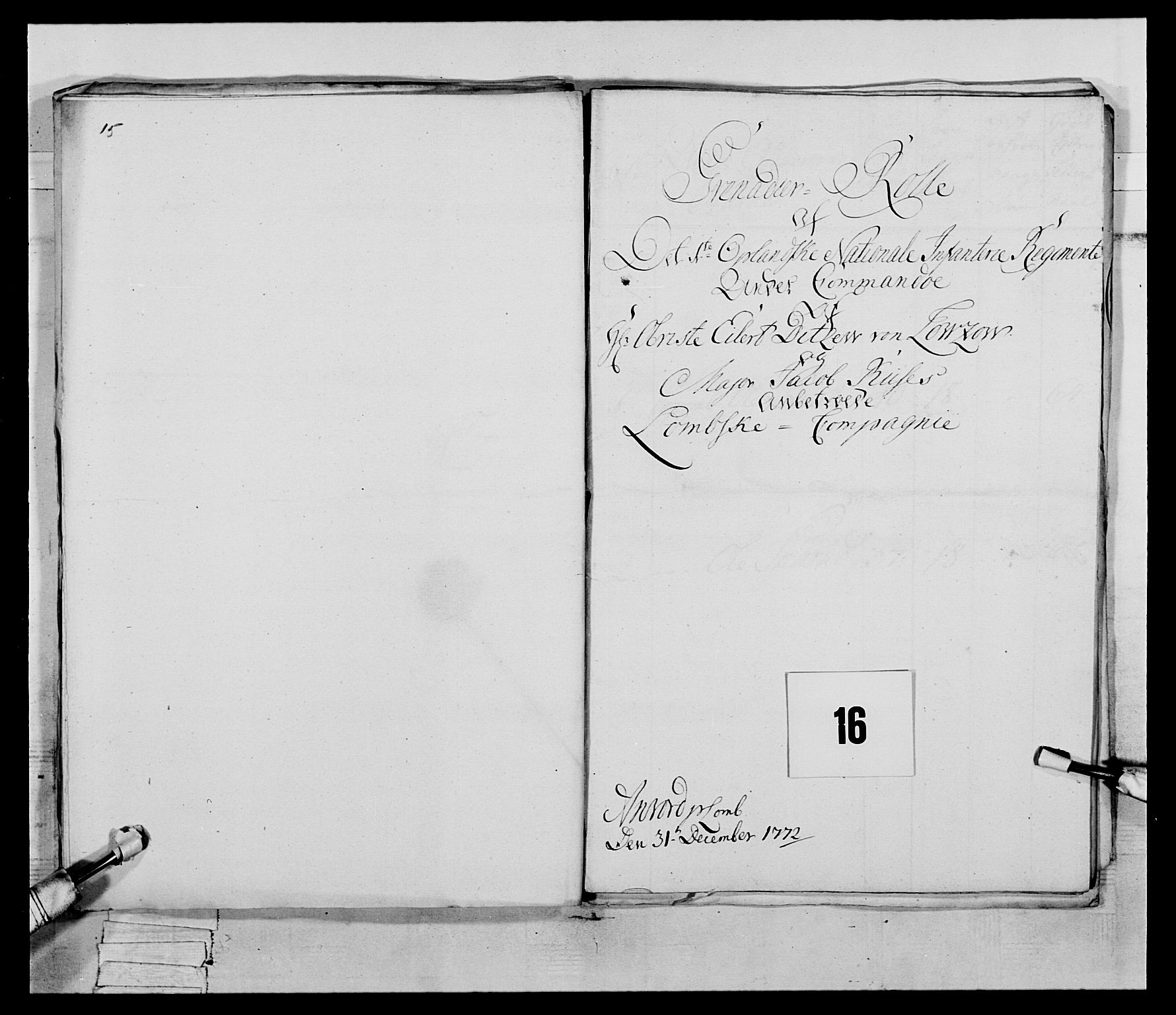 Generalitets- og kommissariatskollegiet, Det kongelige norske kommissariatskollegium, AV/RA-EA-5420/E/Eh/L0058: 1. Opplandske nasjonale infanteriregiment, 1772-1774, p. 121