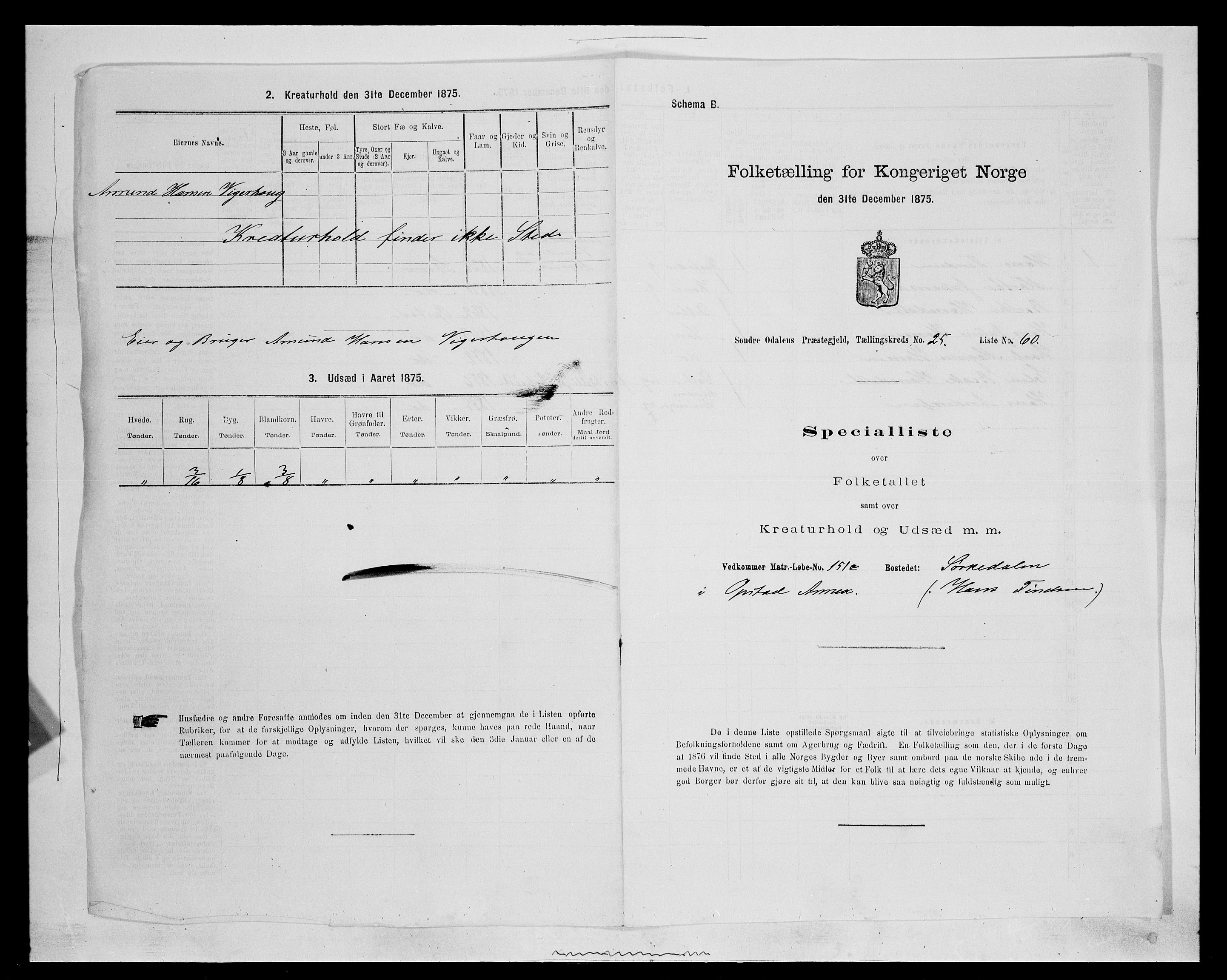 SAH, 1875 census for 0419P Sør-Odal, 1875, p. 2215