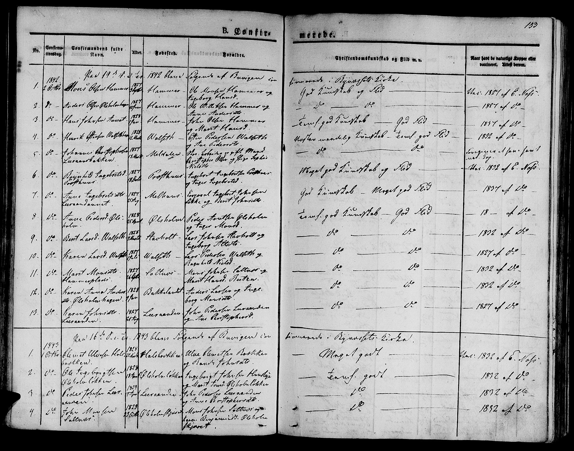 Ministerialprotokoller, klokkerbøker og fødselsregistre - Sør-Trøndelag, AV/SAT-A-1456/612/L0375: Parish register (official) no. 612A07 /2, 1829-1845, p. 153