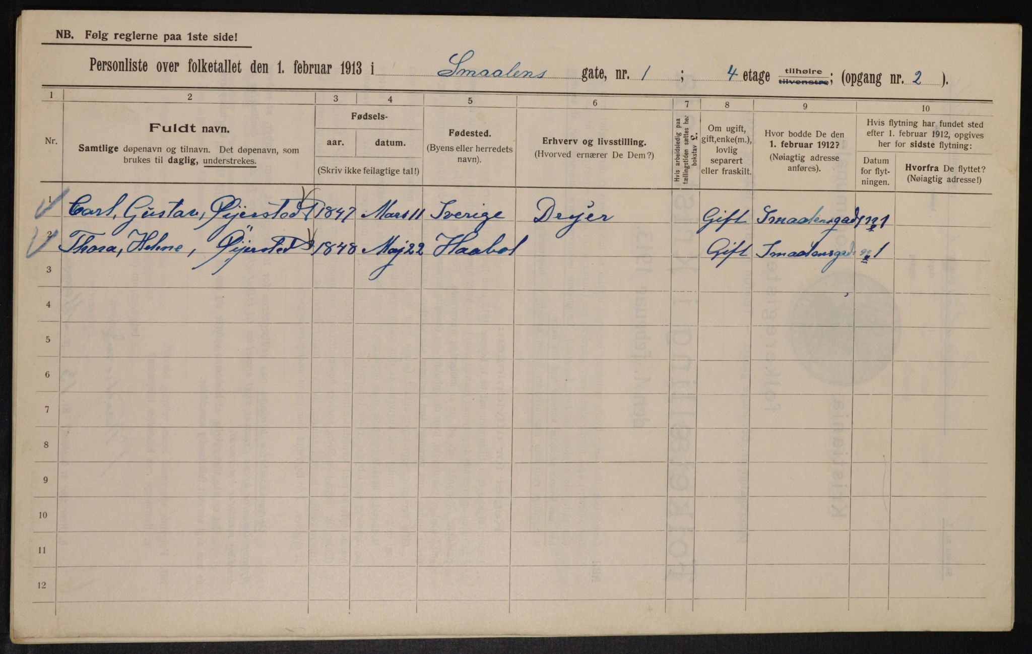 OBA, Municipal Census 1913 for Kristiania, 1913, p. 97717