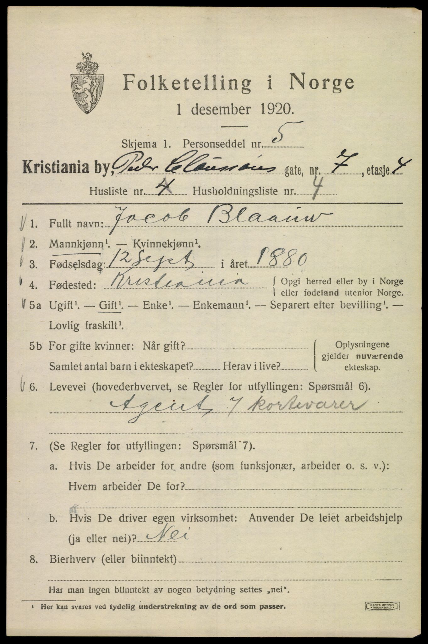 SAO, 1920 census for Kristiania, 1920, p. 446767