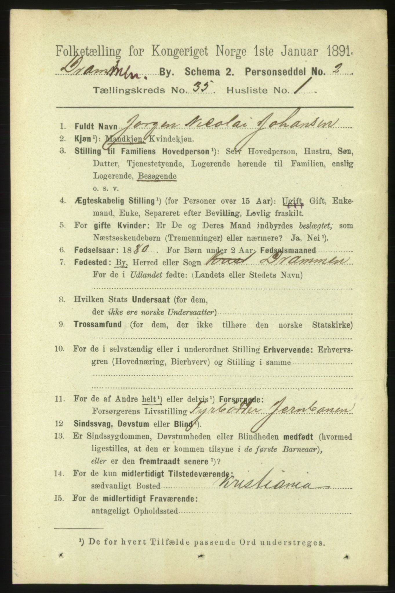 RA, 1891 census for 0602 Drammen, 1891, p. 21079