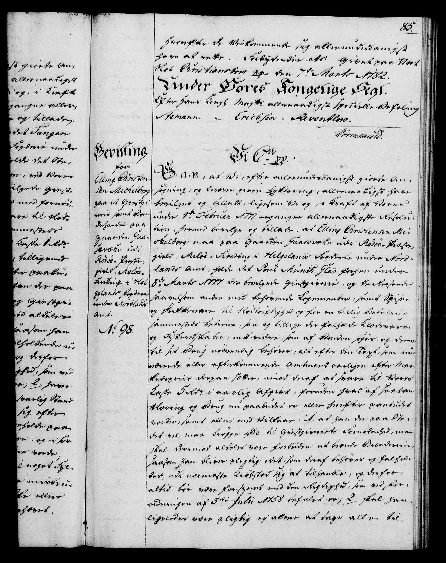 Rentekammeret, Kammerkanselliet, AV/RA-EA-3111/G/Gg/Gga/L0012: Norsk ekspedisjonsprotokoll med register (merket RK 53.12), 1781-1783, p. 85