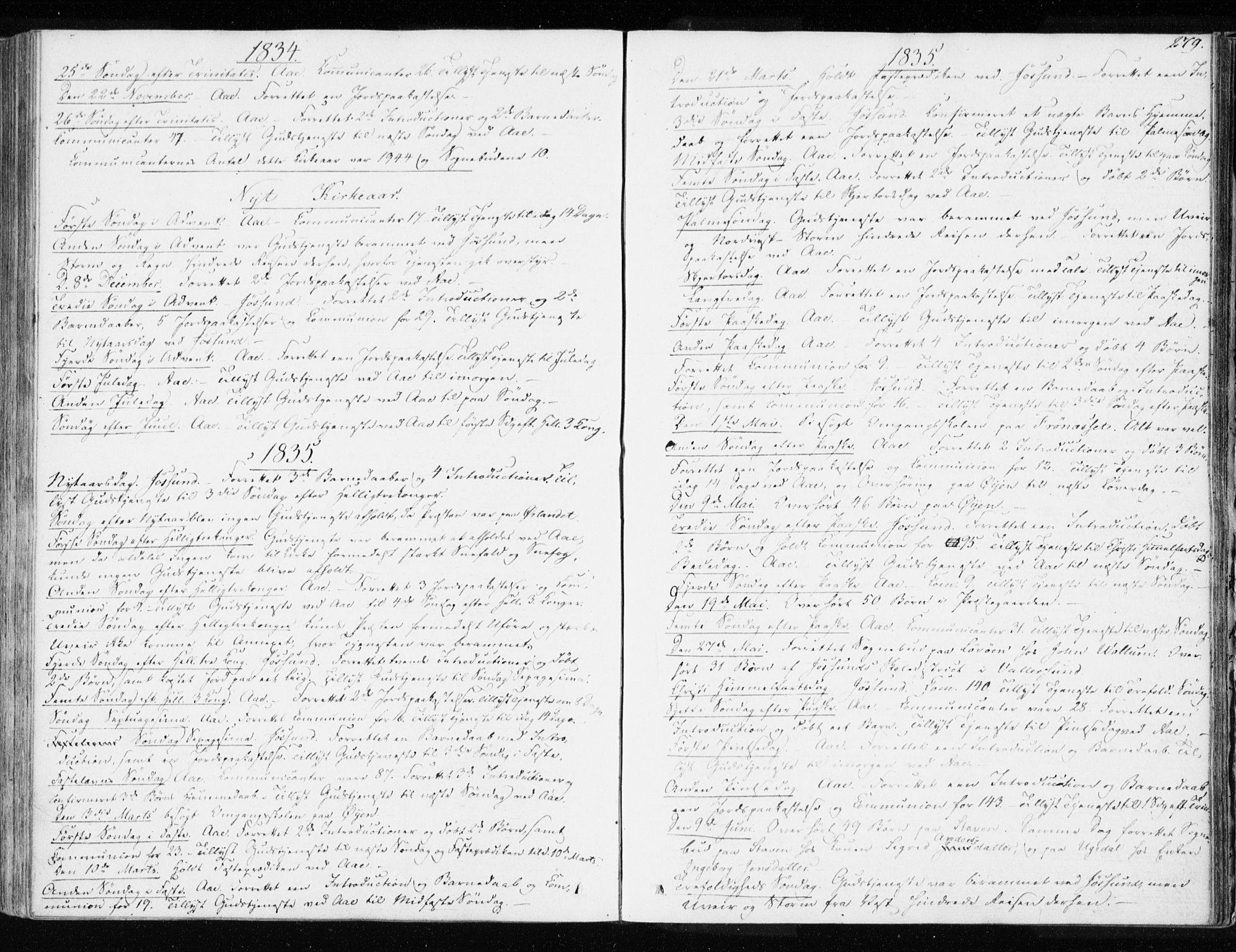 Ministerialprotokoller, klokkerbøker og fødselsregistre - Sør-Trøndelag, SAT/A-1456/655/L0676: Parish register (official) no. 655A05, 1830-1847, p. 279