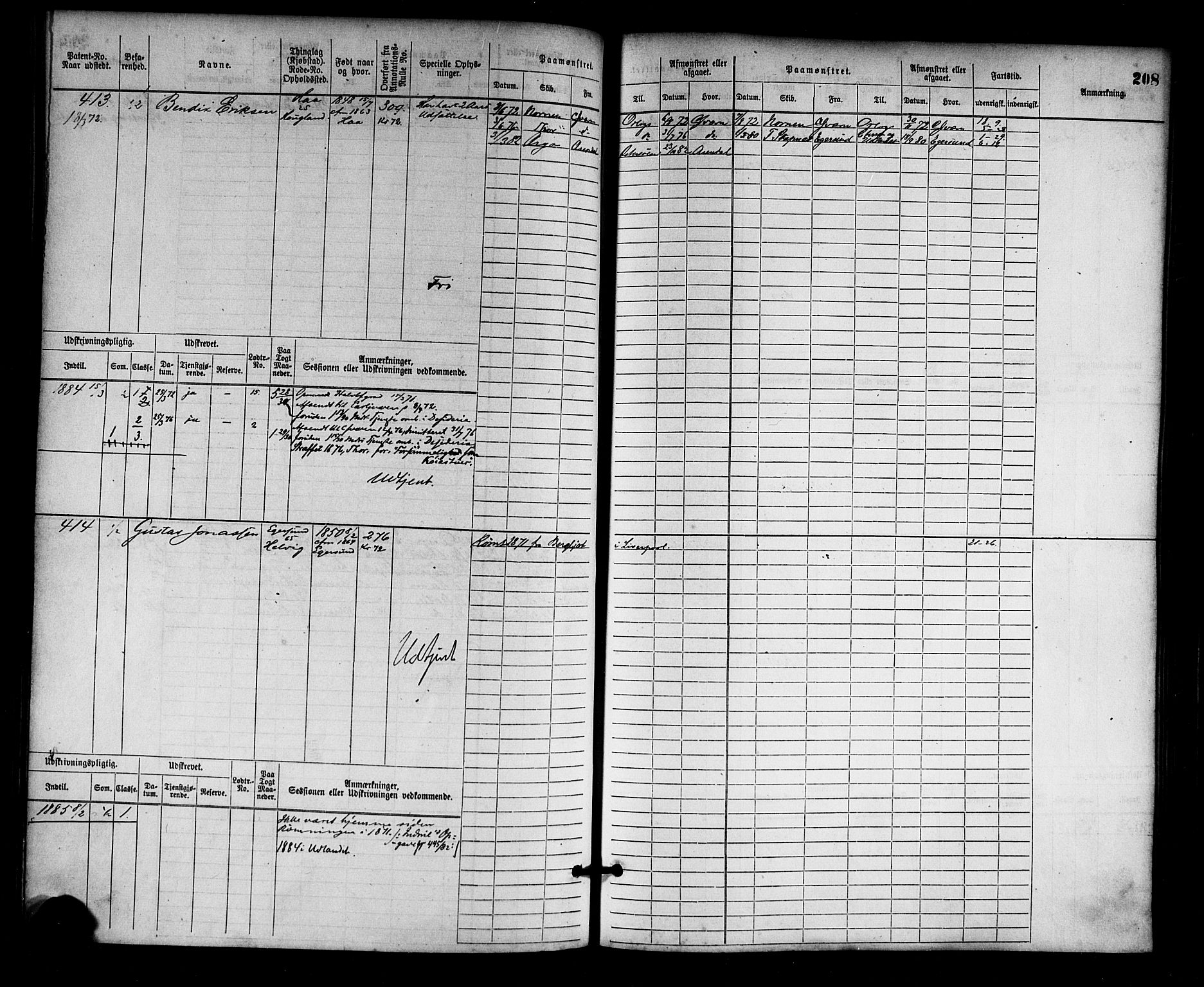 Egersund mønstringskrets, AV/SAK-2031-0019/F/Fb/L0001: Hovedrulle nr 1-666, O-3, 1868-1920, p. 214