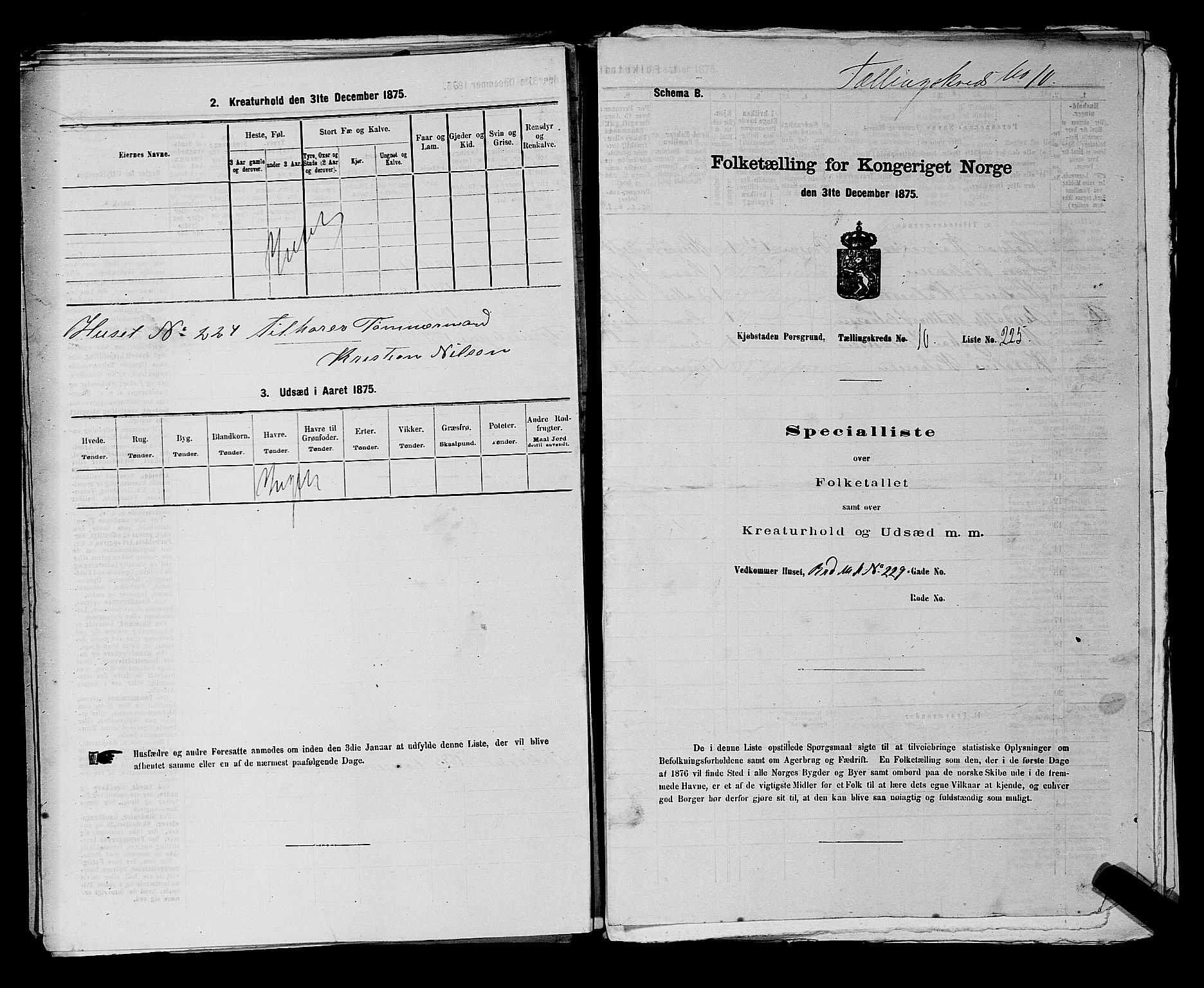 SAKO, 1875 census for 0805P Porsgrunn, 1875, p. 518