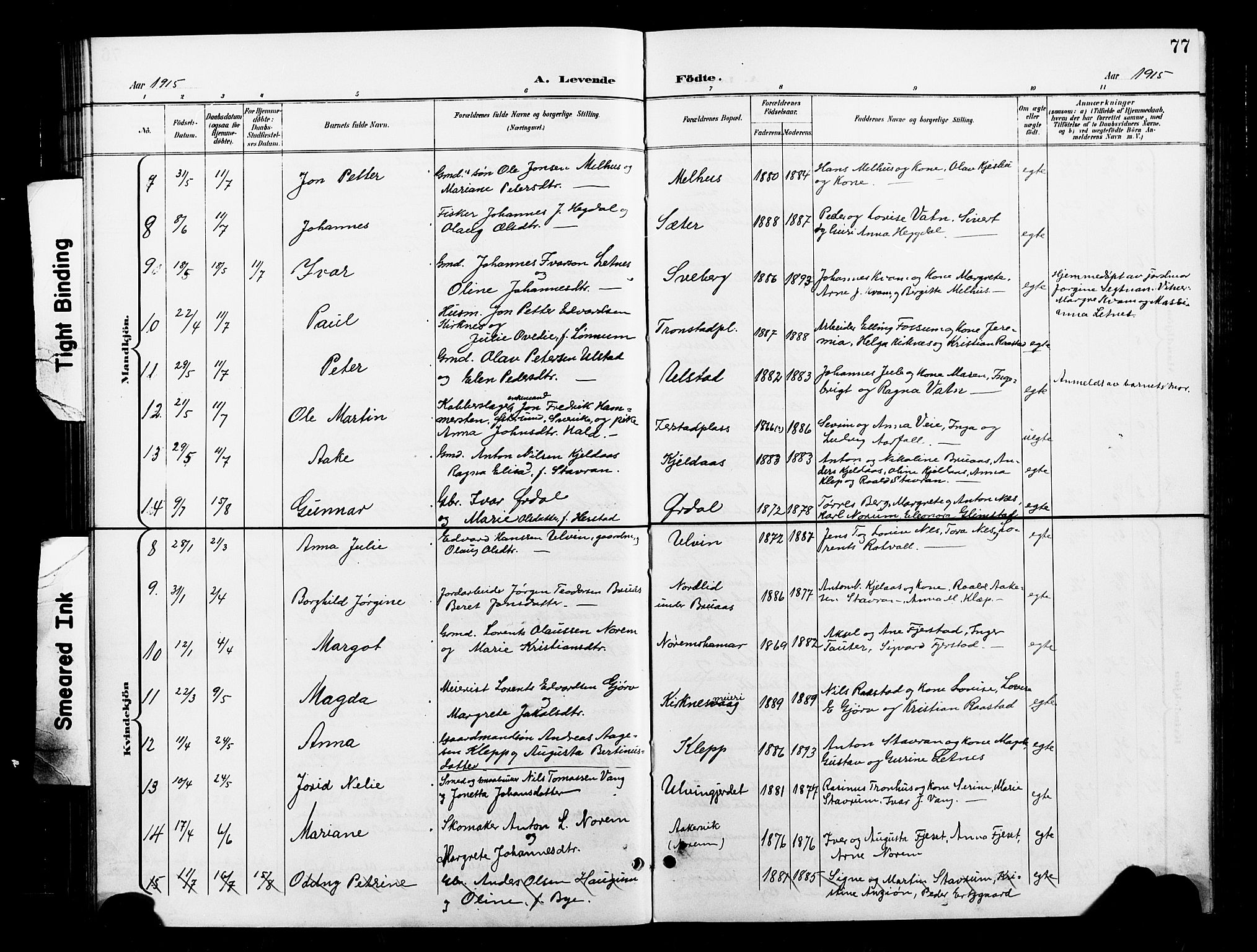 Ministerialprotokoller, klokkerbøker og fødselsregistre - Nord-Trøndelag, SAT/A-1458/730/L0302: Parish register (copy) no. 730C05, 1898-1924, p. 77