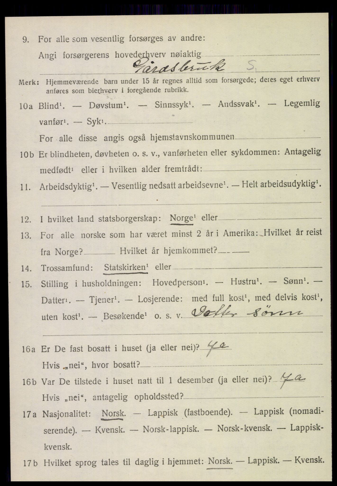 SAT, 1920 census for Vefsn, 1920, p. 2016