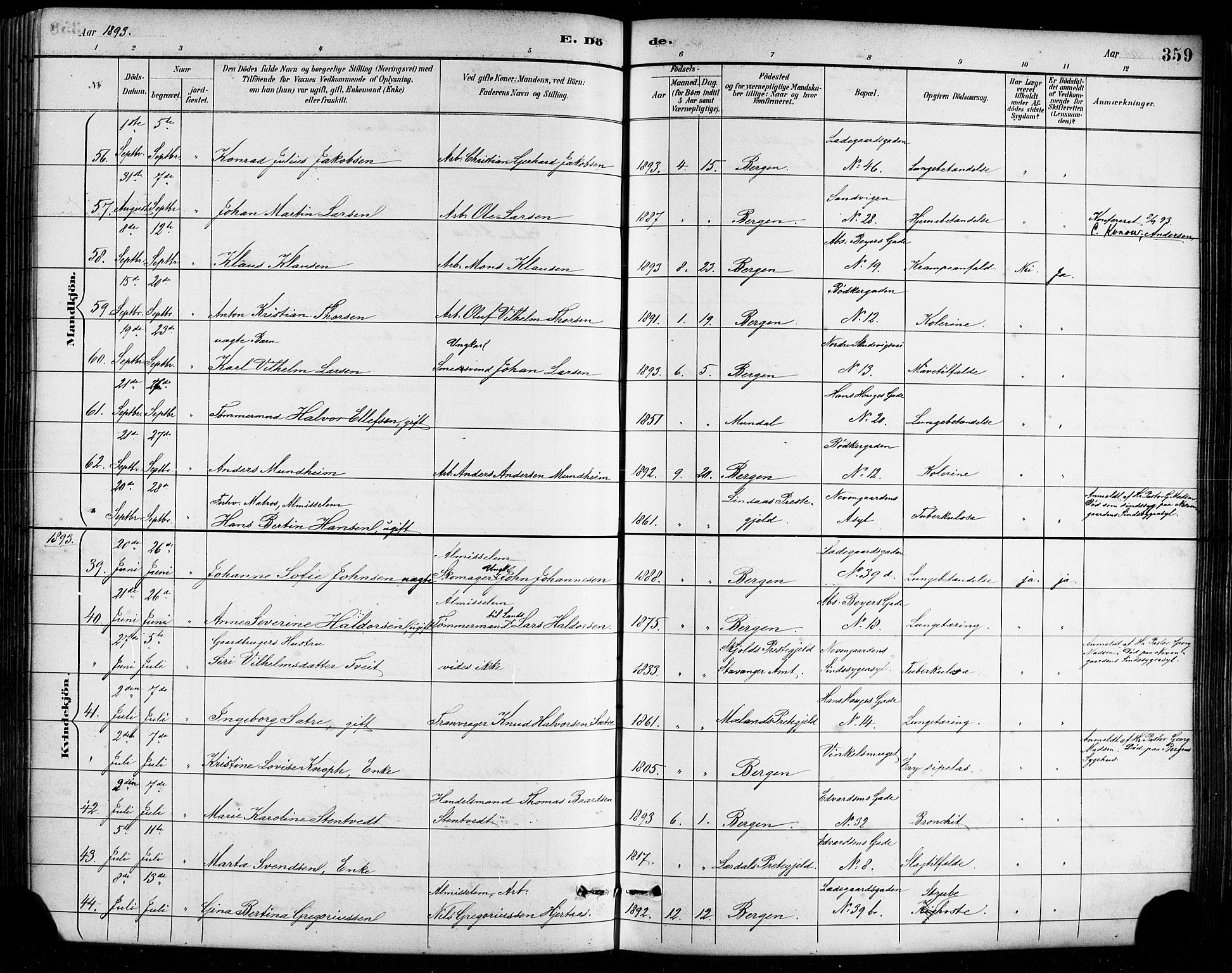 Sandviken Sokneprestembete, AV/SAB-A-77601/H/Hb/L0002: Parish register (copy) no. A 3, 1888-1902, p. 359