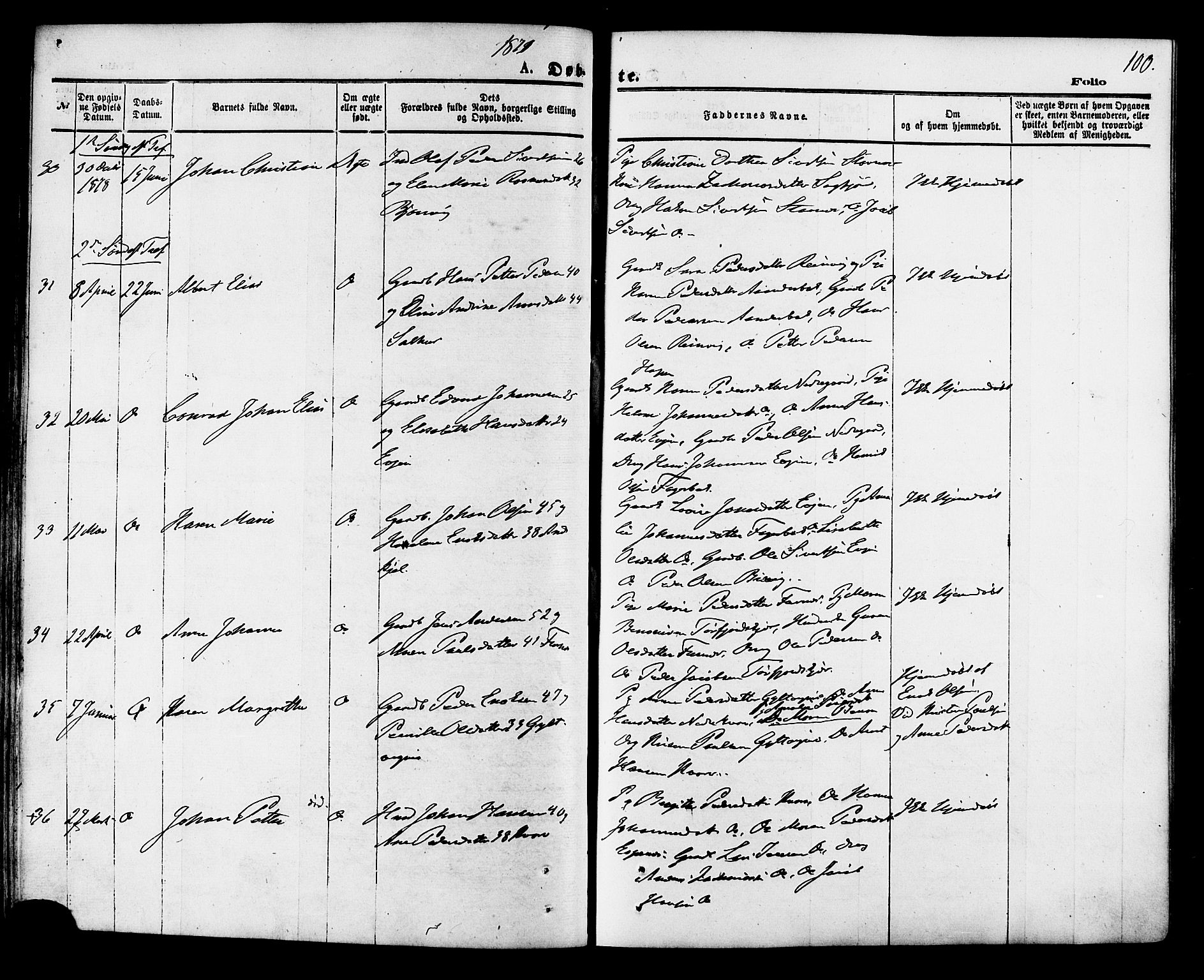 Ministerialprotokoller, klokkerbøker og fødselsregistre - Nordland, AV/SAT-A-1459/853/L0771: Parish register (official) no. 853A10, 1870-1881, p. 100