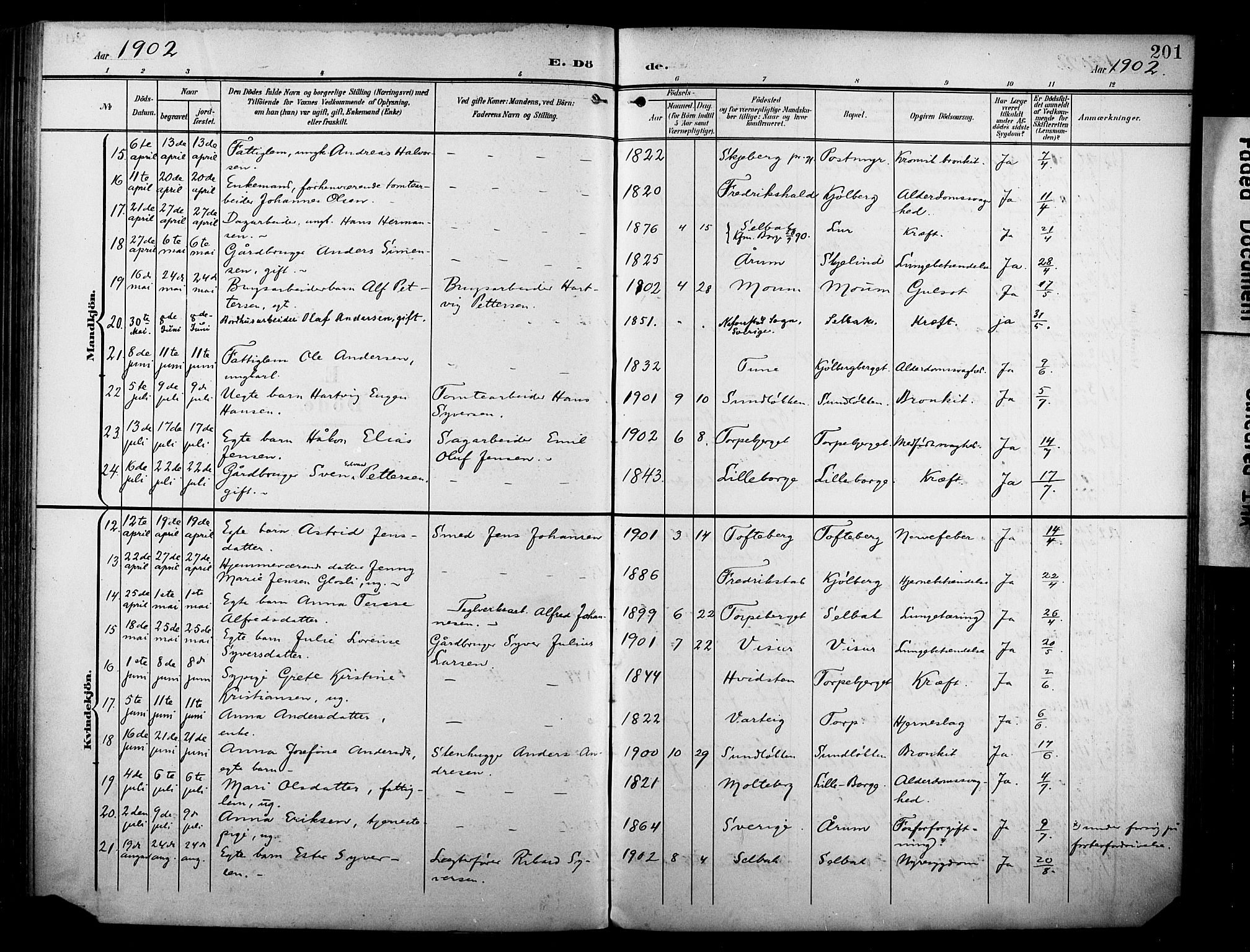 Borge prestekontor Kirkebøker, AV/SAO-A-10903/F/Fa/L0009: Parish register (official) no. I 9, 1902-1911, p. 201