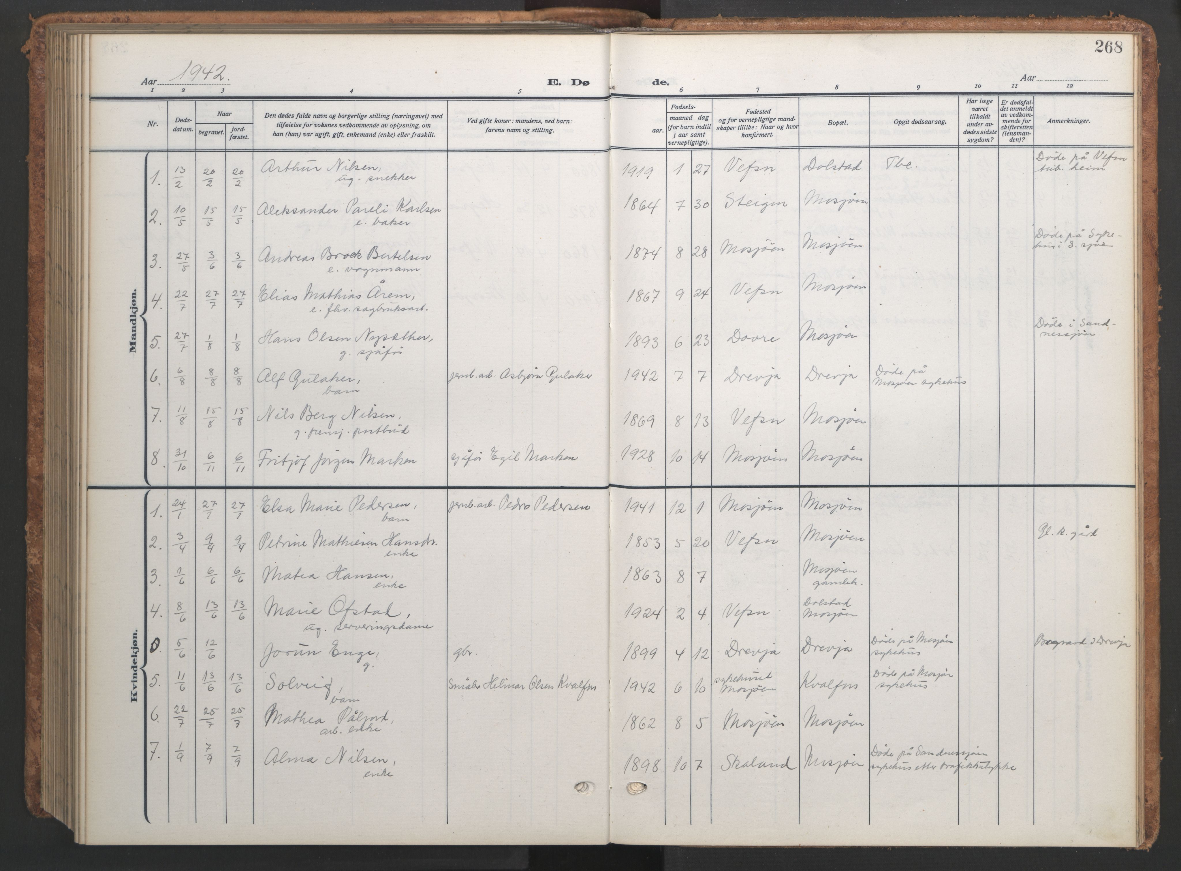 Ministerialprotokoller, klokkerbøker og fødselsregistre - Nordland, SAT/A-1459/820/L0303: Parish register (copy) no. 820C05, 1917-1952, p. 268