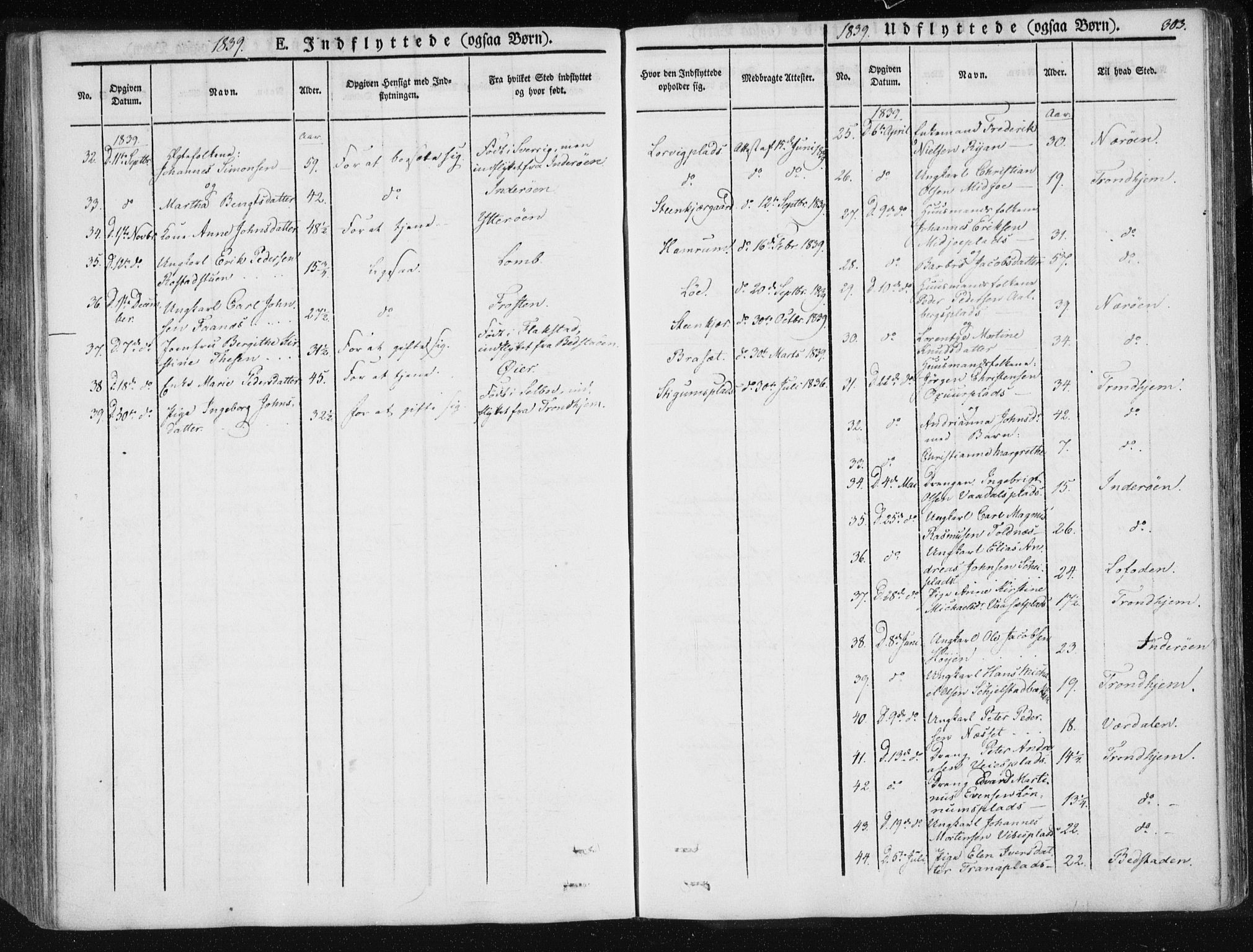 Ministerialprotokoller, klokkerbøker og fødselsregistre - Nord-Trøndelag, AV/SAT-A-1458/735/L0339: Parish register (official) no. 735A06 /1, 1836-1848, p. 303