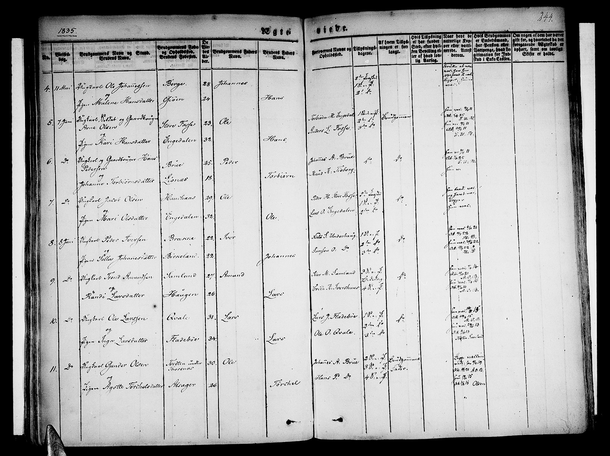 Strandebarm sokneprestembete, AV/SAB-A-78401/H/Haa: Parish register (official) no. A 6, 1826-1843, p. 244