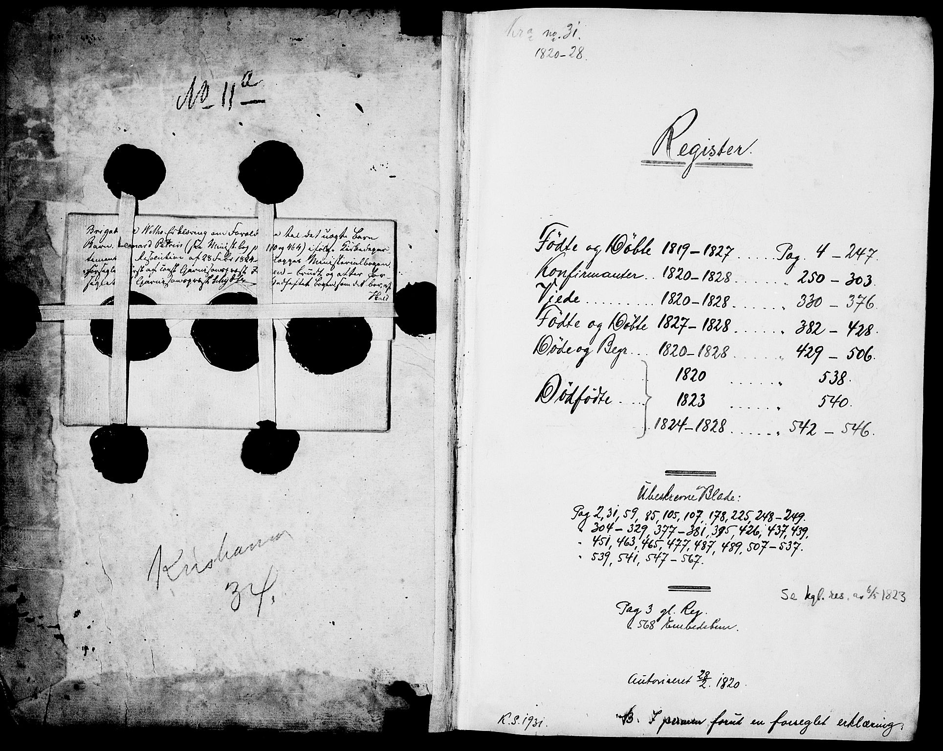 Garnisonsmenigheten Kirkebøker, SAO/A-10846/F/Fa/L0004: Parish register (official) no. 4, 1820-1828