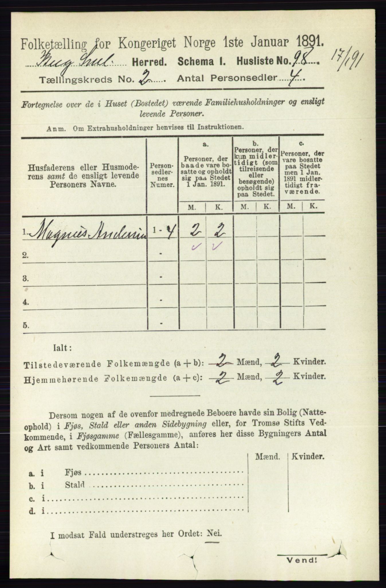 RA, 1891 census for 0116 Berg, 1891, p. 949