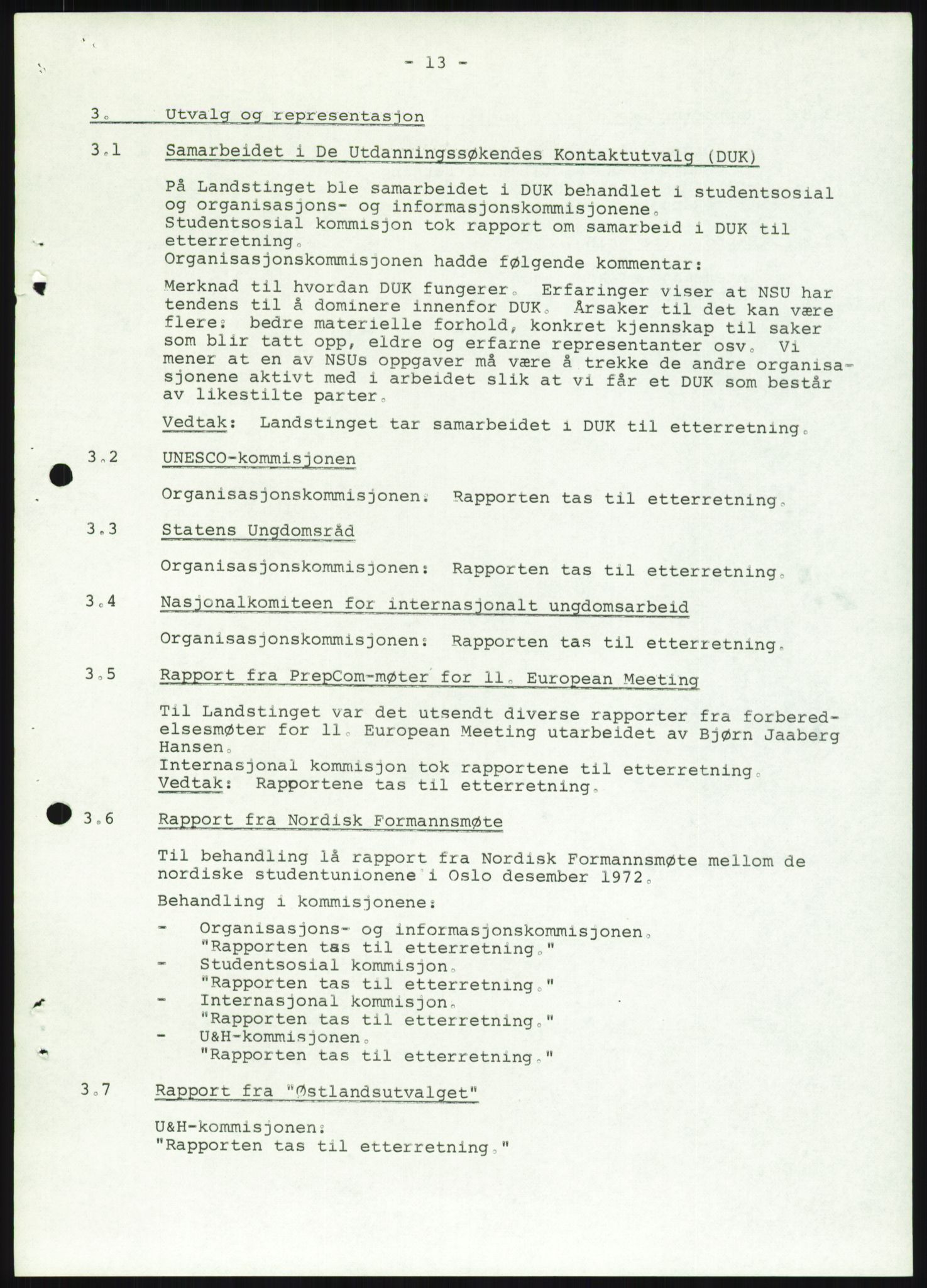 Norsk Studentunion, AV/RA-PA-0794/Fg/L0067: Landstinget, 1968-1979