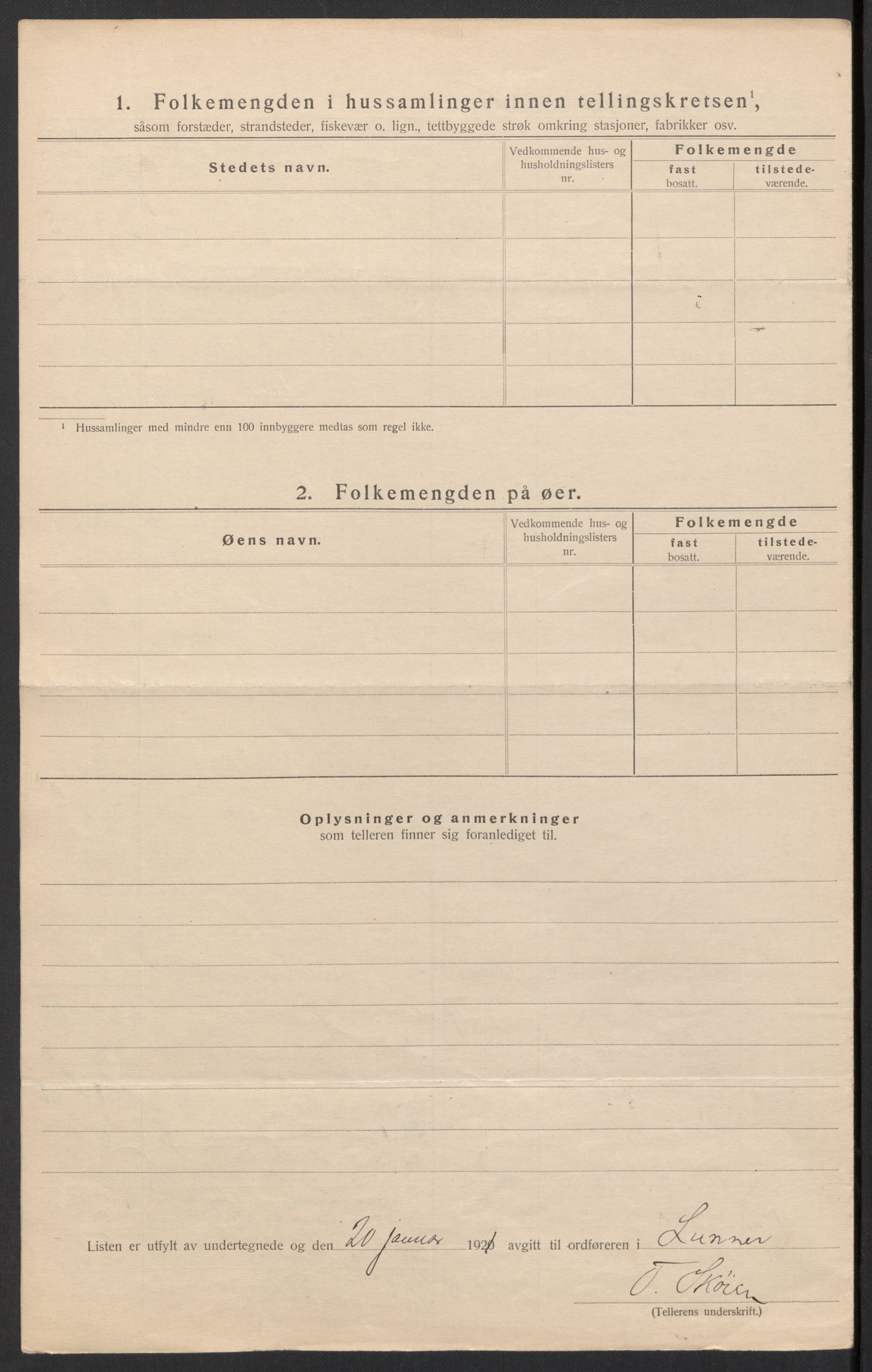 SAH, 1920 census for Lunner, 1920, p. 30