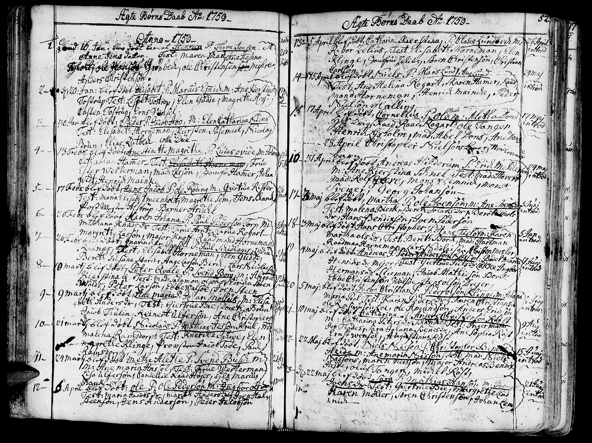 Ministerialprotokoller, klokkerbøker og fødselsregistre - Sør-Trøndelag, AV/SAT-A-1456/602/L0103: Parish register (official) no. 602A01, 1732-1774, p. 52