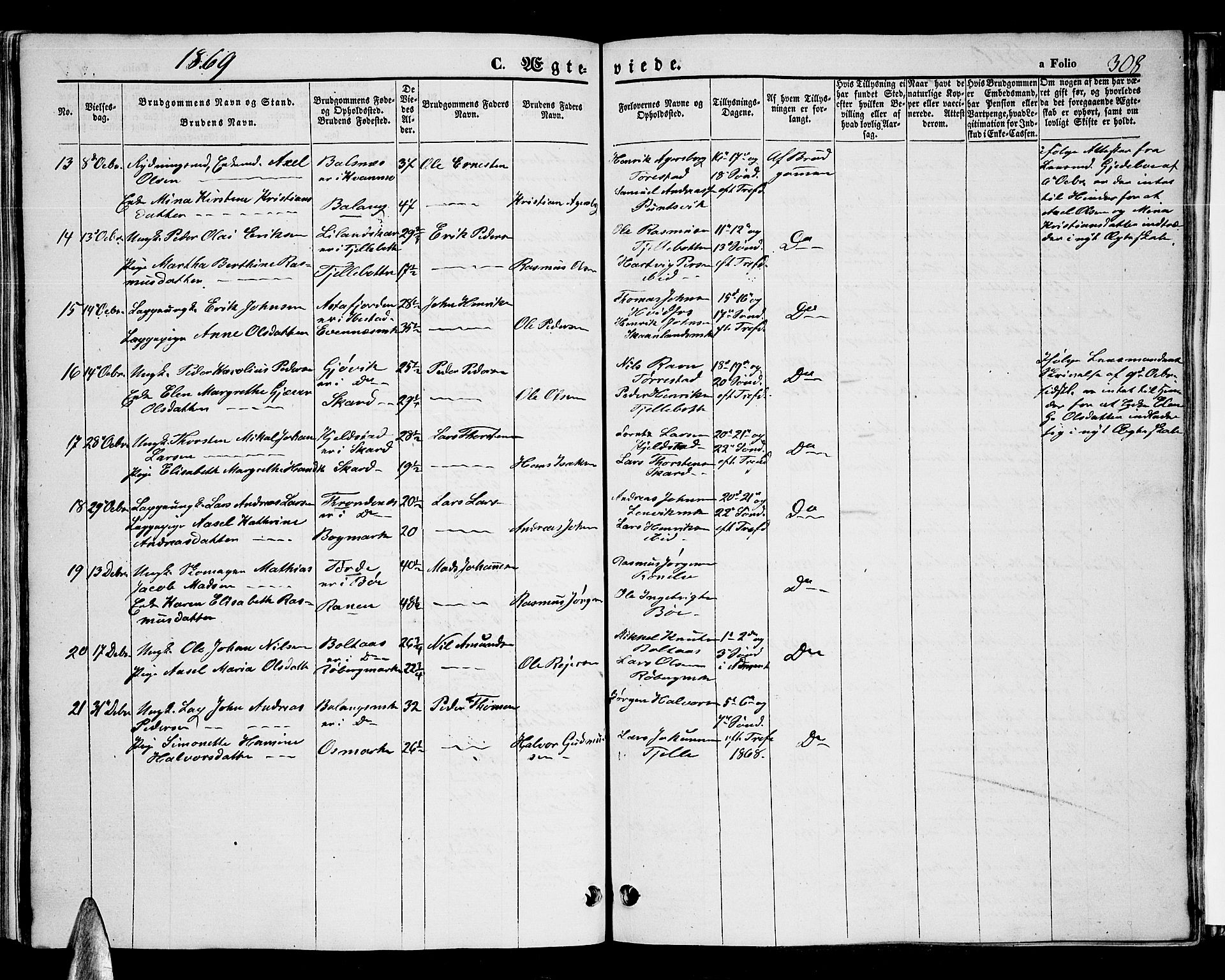 Ministerialprotokoller, klokkerbøker og fødselsregistre - Nordland, AV/SAT-A-1459/863/L0912: Parish register (copy) no. 863C02, 1858-1876, p. 308