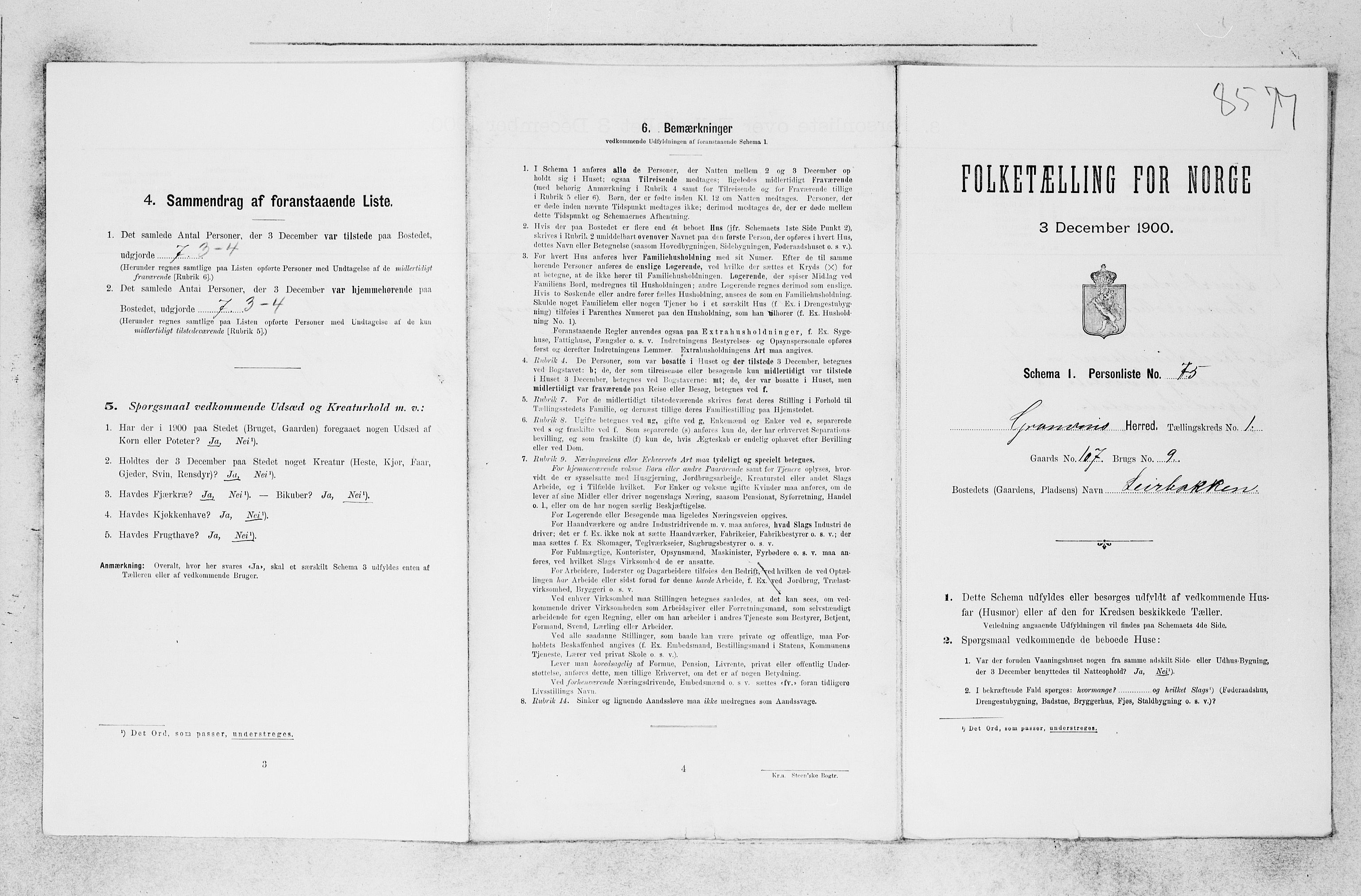 SAB, 1900 census for Granvin, 1900, p. 160