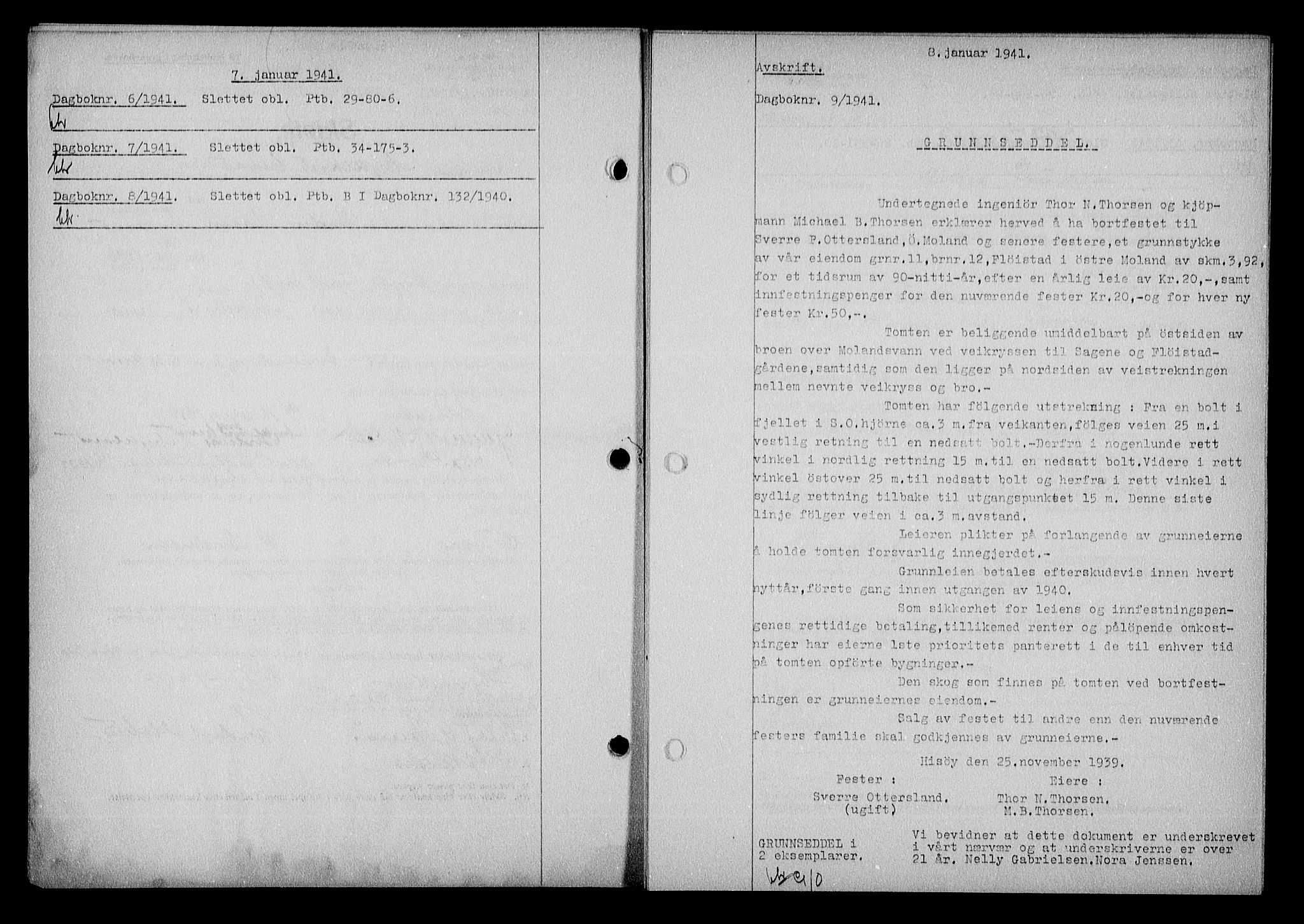 Nedenes sorenskriveri, AV/SAK-1221-0006/G/Gb/Gba/L0048: Mortgage book no. A-II, 1940-1941, Diary no: : 9/1941