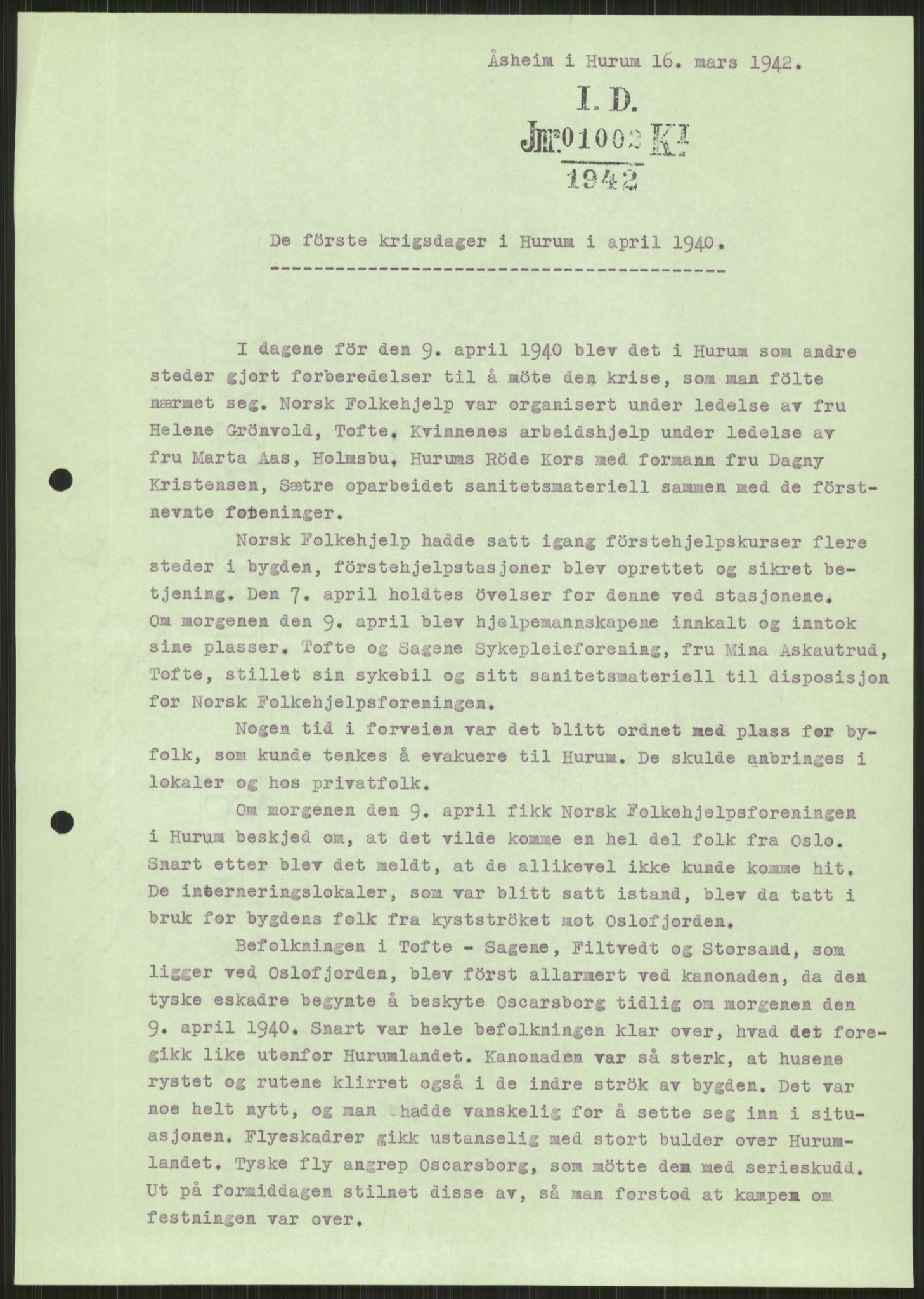 Forsvaret, Forsvarets krigshistoriske avdeling, AV/RA-RAFA-2017/Y/Ya/L0014: II-C-11-31 - Fylkesmenn.  Rapporter om krigsbegivenhetene 1940., 1940, p. 346